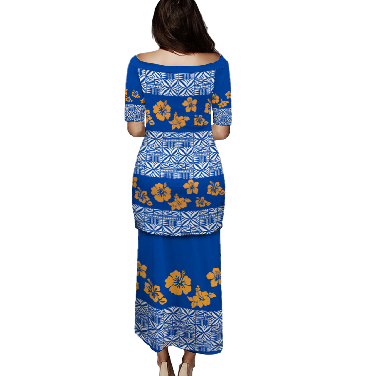 Samoa Combo Puletasi And Shirt Tapa Flower Fabric Print