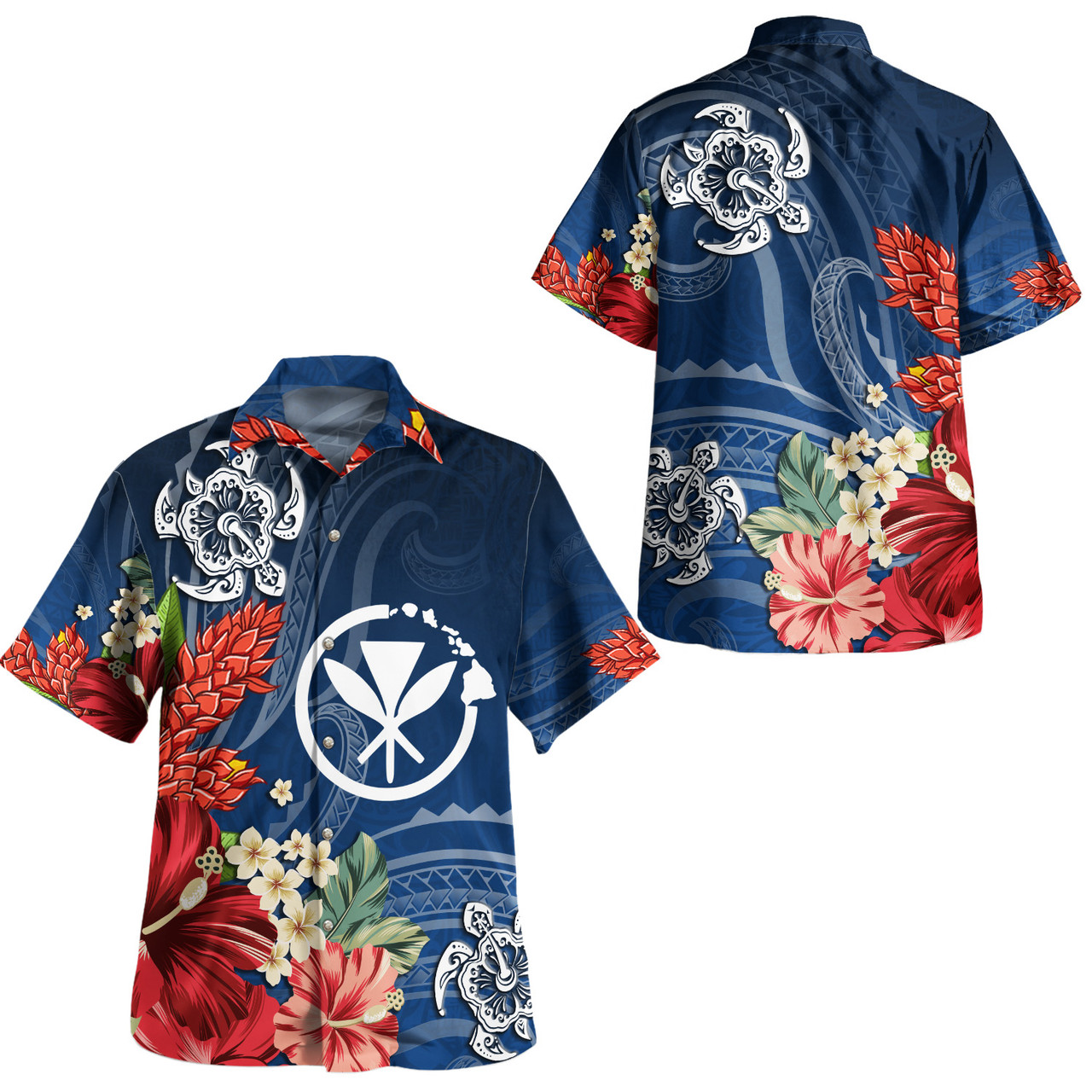 Hawaii Kanaka Maoli Combo Short Sleeve Dress And Shirt  Flower And Turtle