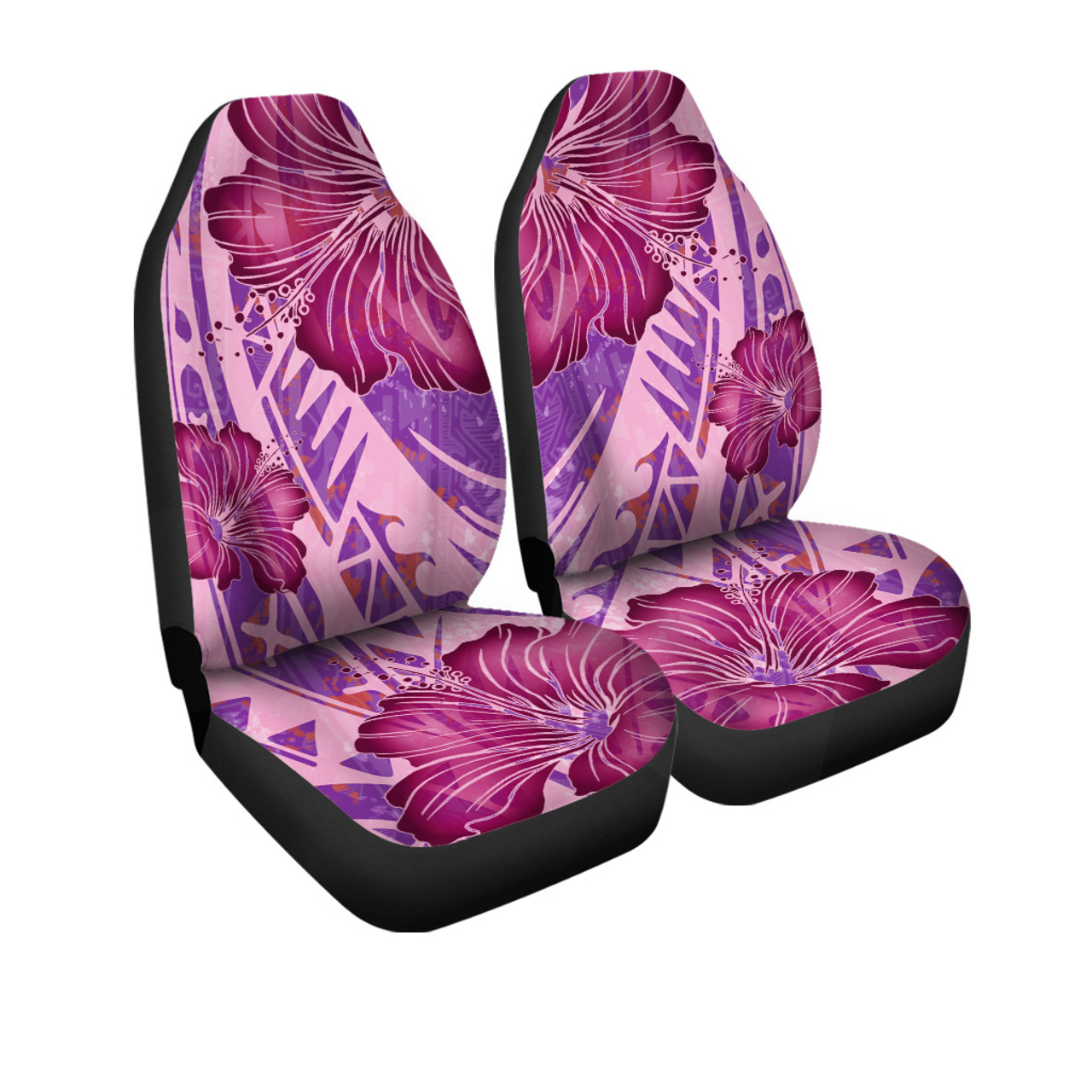 Hawaii Car Seat Covers Polynesian Motif Purple Hibiscus