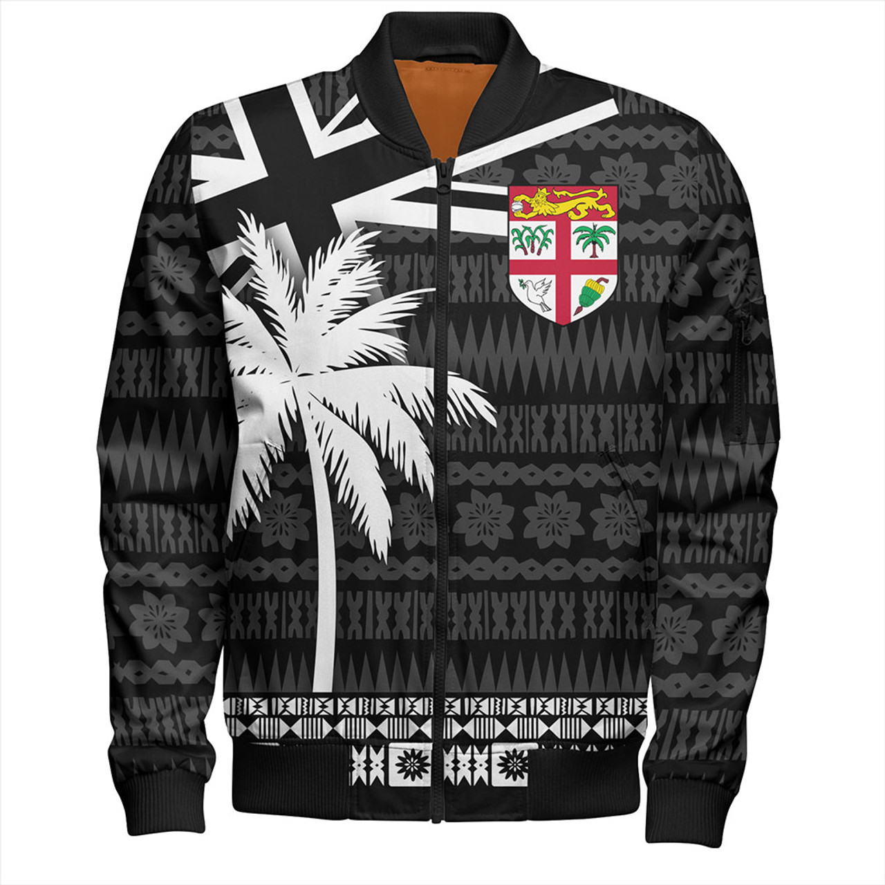 Fiji Bomber Jacket Flag With Coconut Black Style