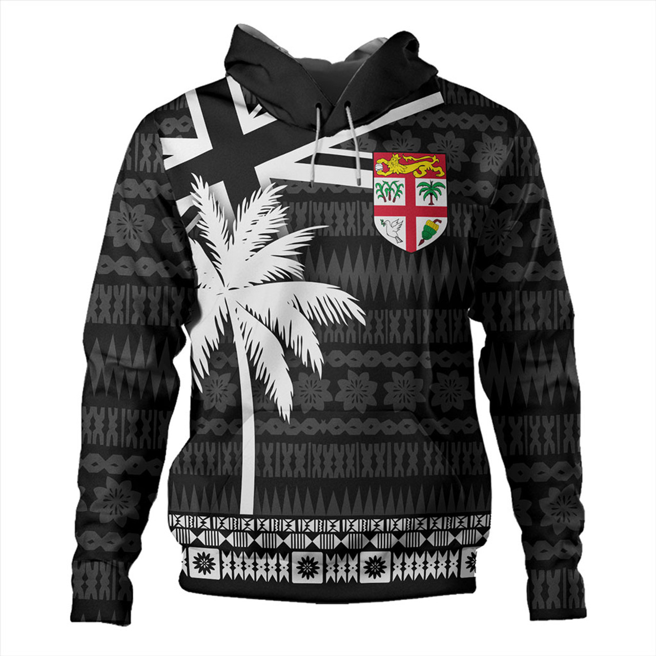 Fiji Hoodie Flag With Coconut Black Style