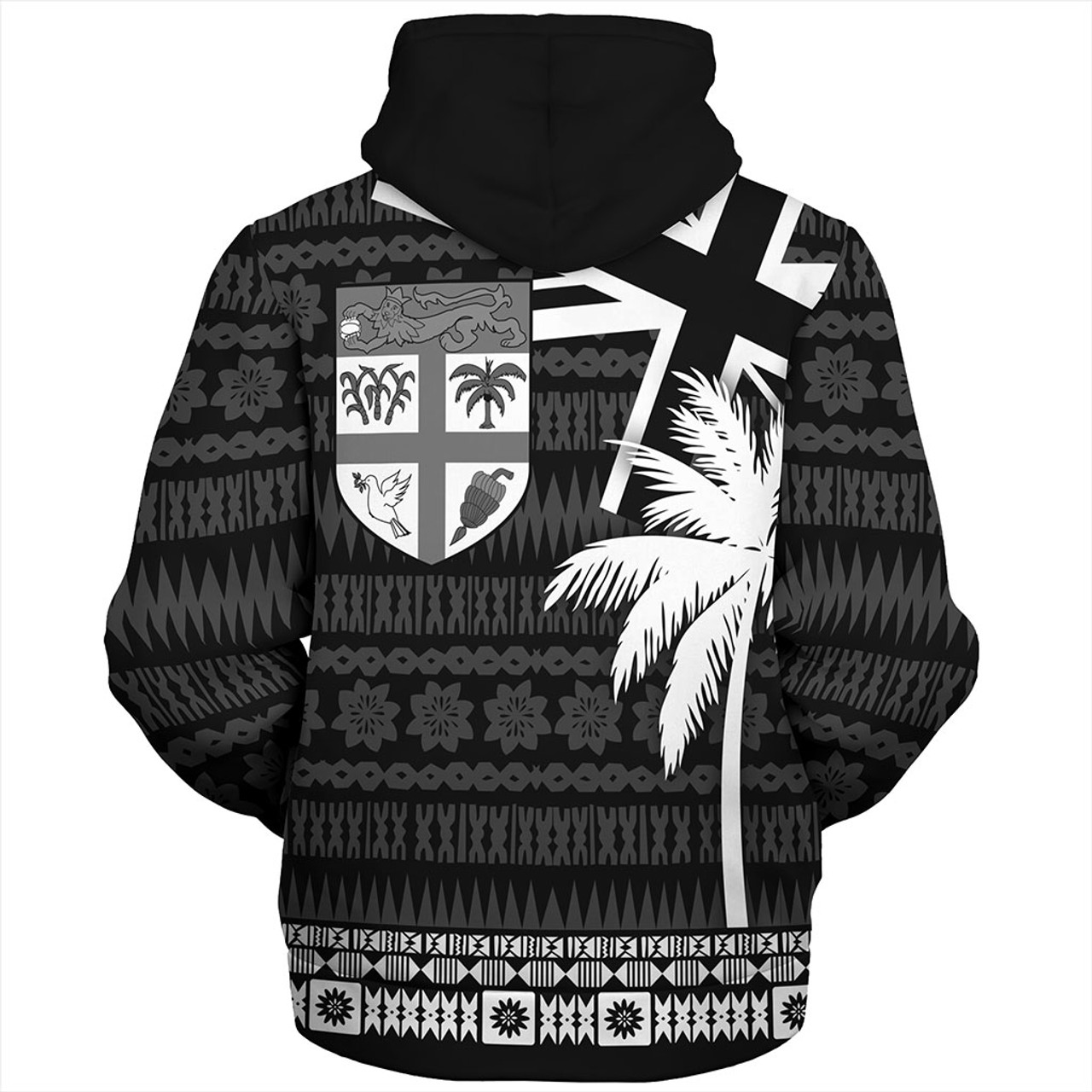 Fiji Sherpa Hoodie Flag With Coconut Black Style