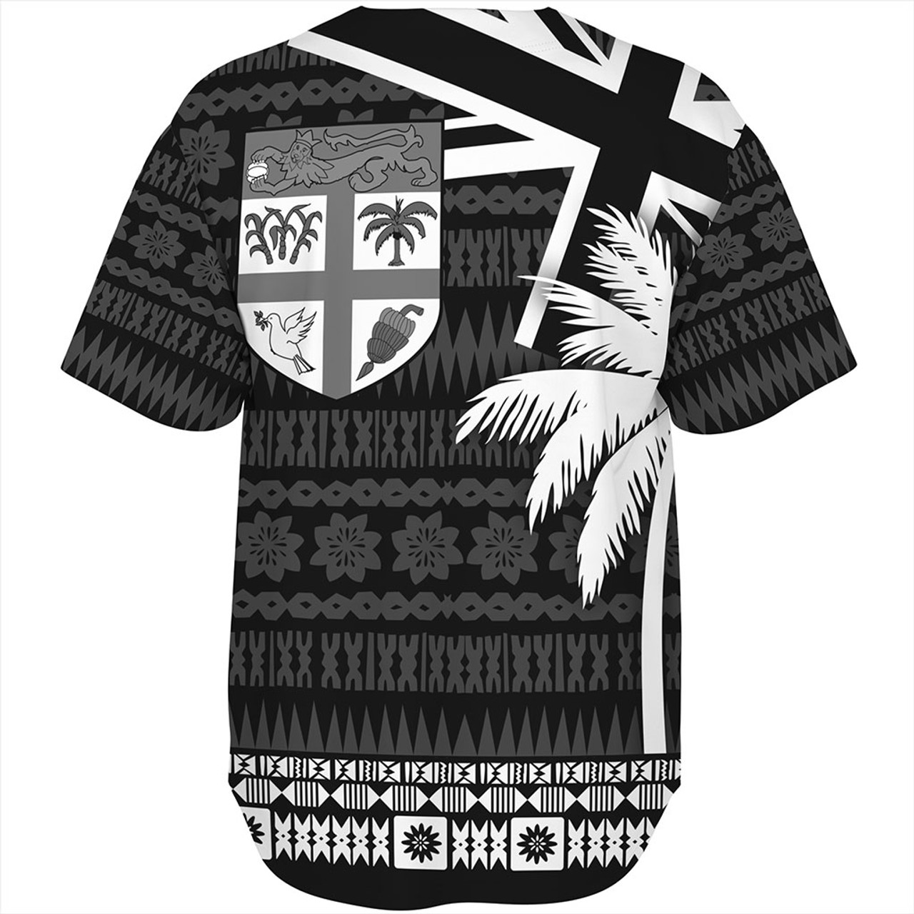 Fiji Baseball Shirt Flag With Coconut Black Style