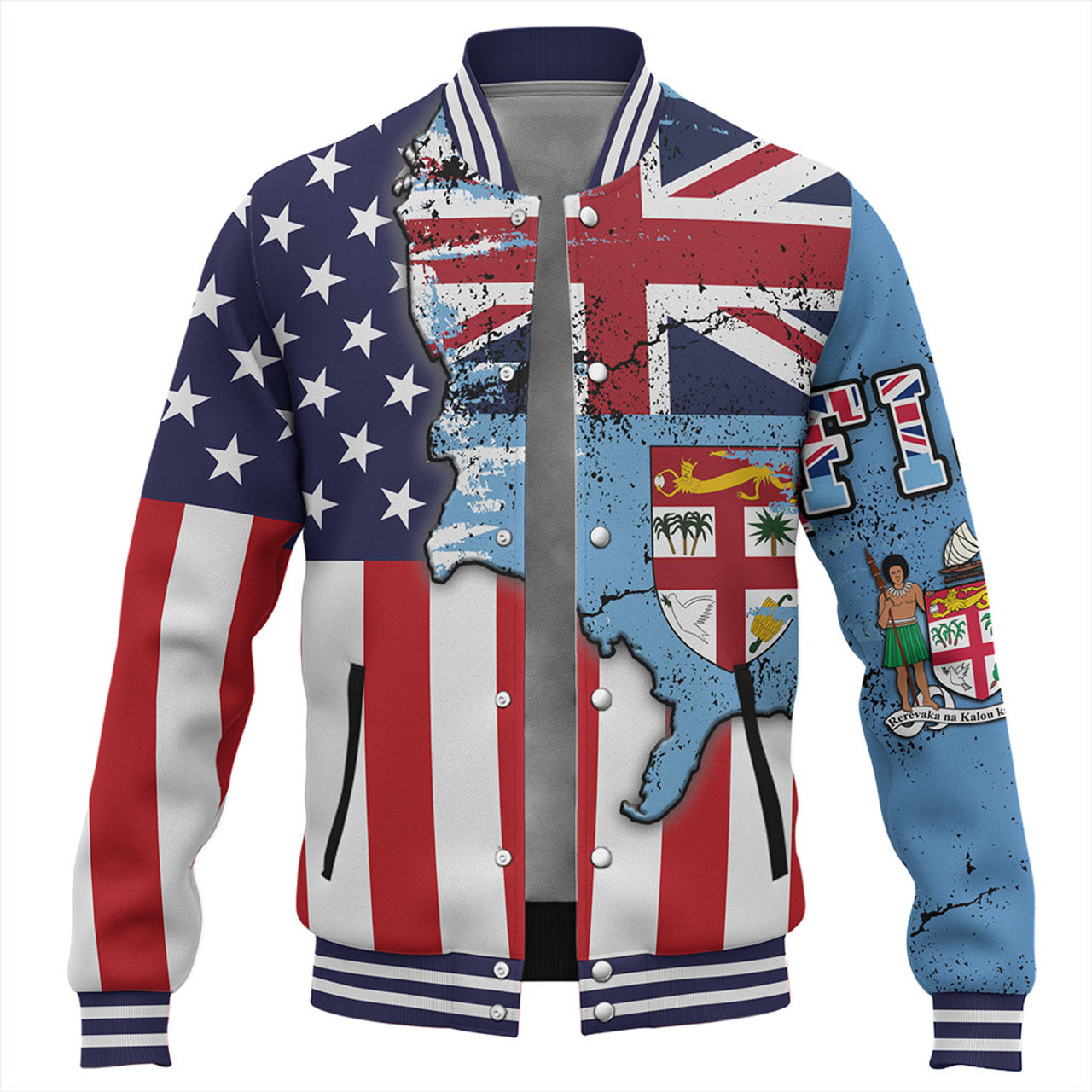 Fiji Baseball Jacket Flag American Half Concept