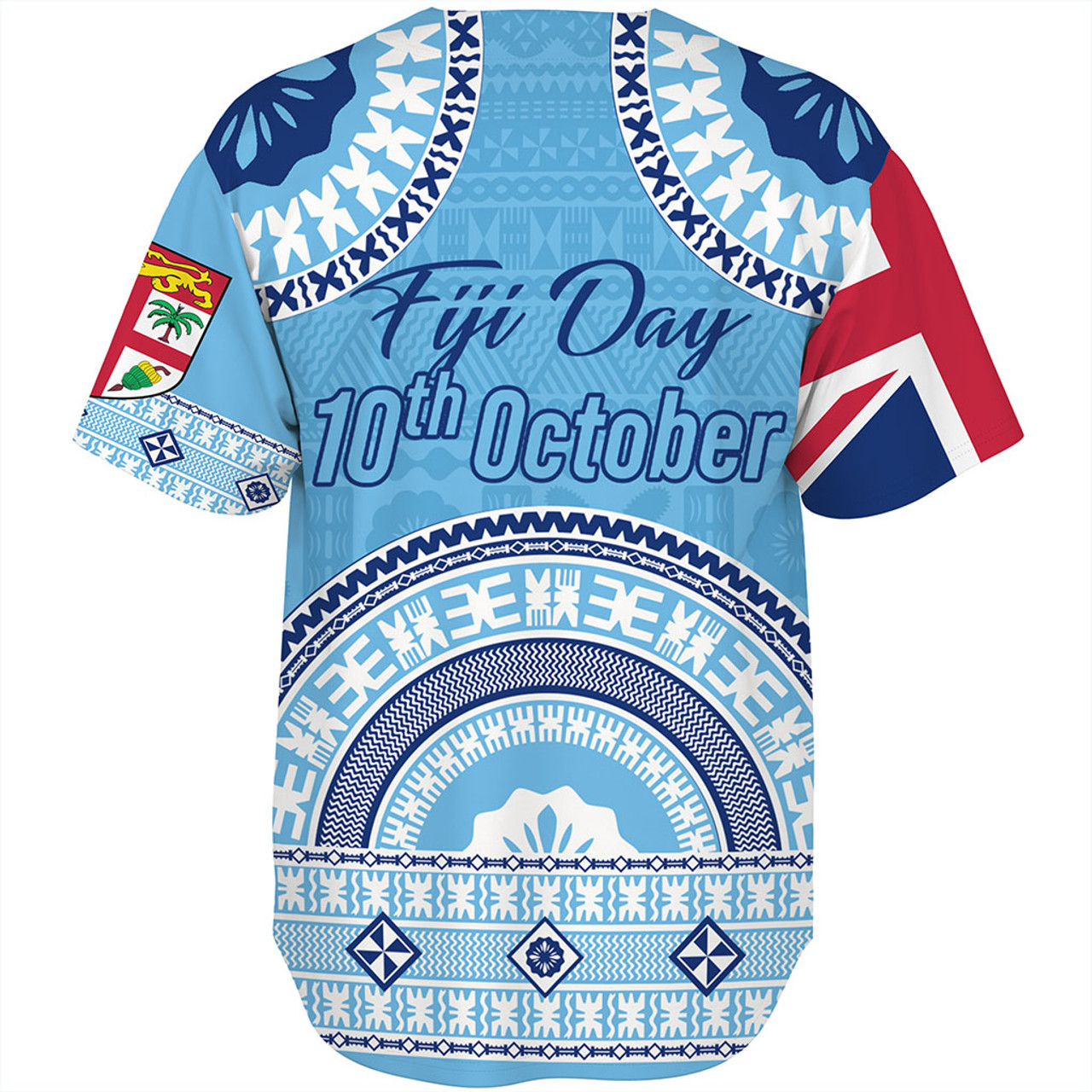 Fiji Baseball Shirt Happy Fiji Day Bula Pattern