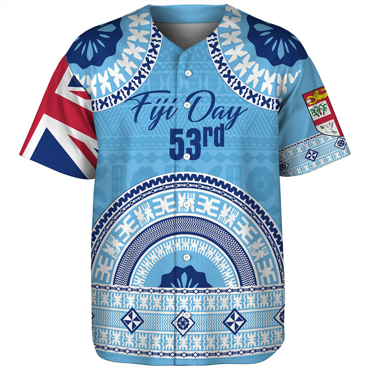Fiji Baseball Shirt Happy Fiji Day Bula Pattern