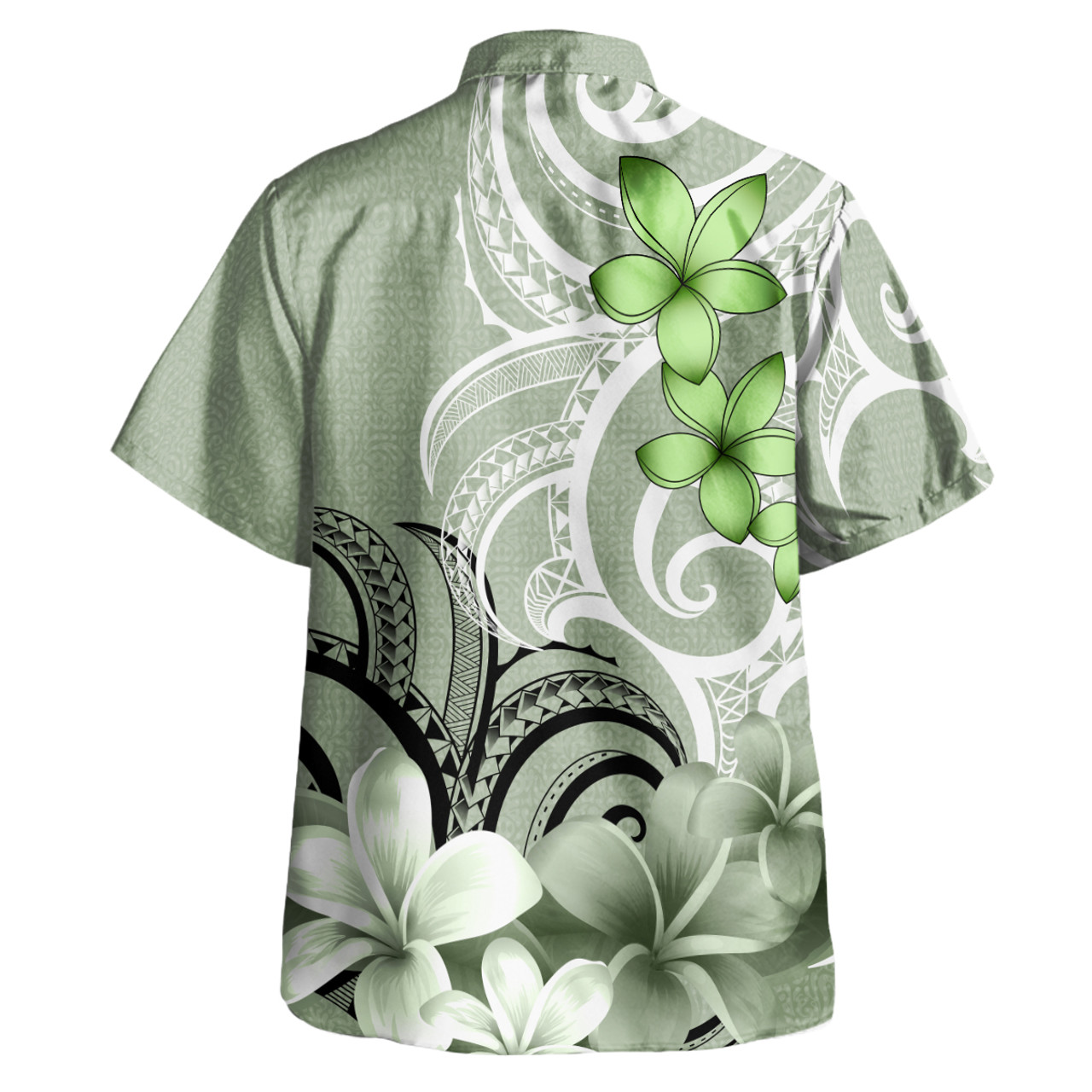 Chuuk Custom Personalised Hawaiian Shirt Polynesian Floral Spirit Sage Green