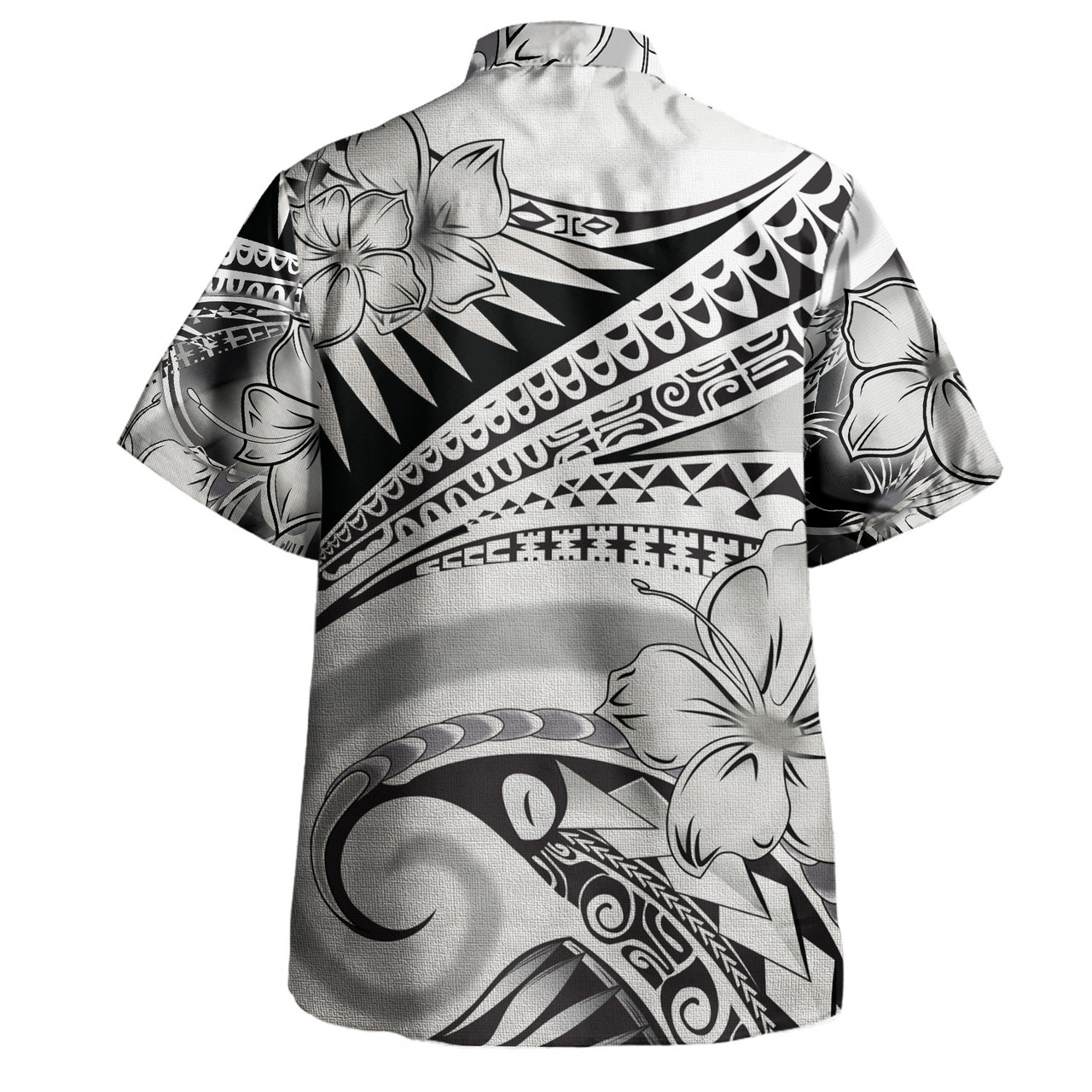 Tonga Combo Off Shoulder Long Dress And Shirt Polynesian Tribal Waves Patterns Hibiscus Flowers