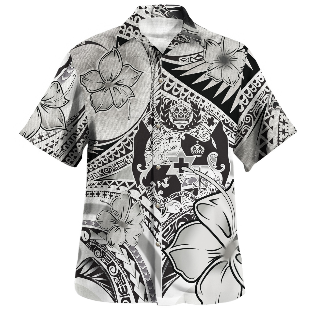 Tonga Combo Puletasi And Shirt Polynesian Tribal Waves Patterns Hibiscus Flowers