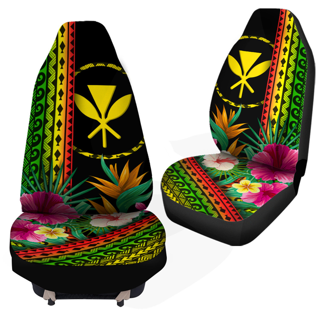 Hawaii Car Seat Covers King Kamekameha Kanaka Maoli Polynesian Pattern