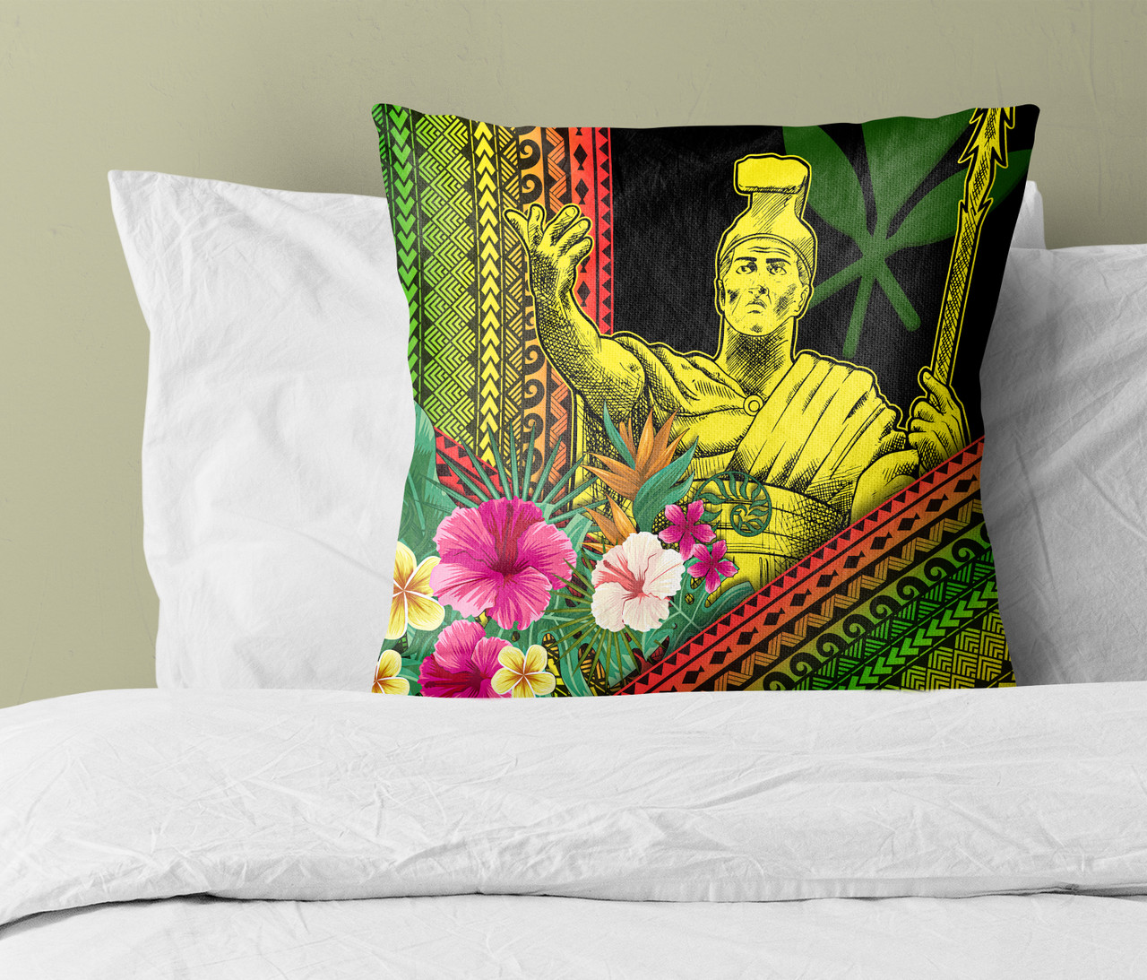 Hawaii Pillow Cover King Kamekameha Kanaka Maoli Polynesian Pattern