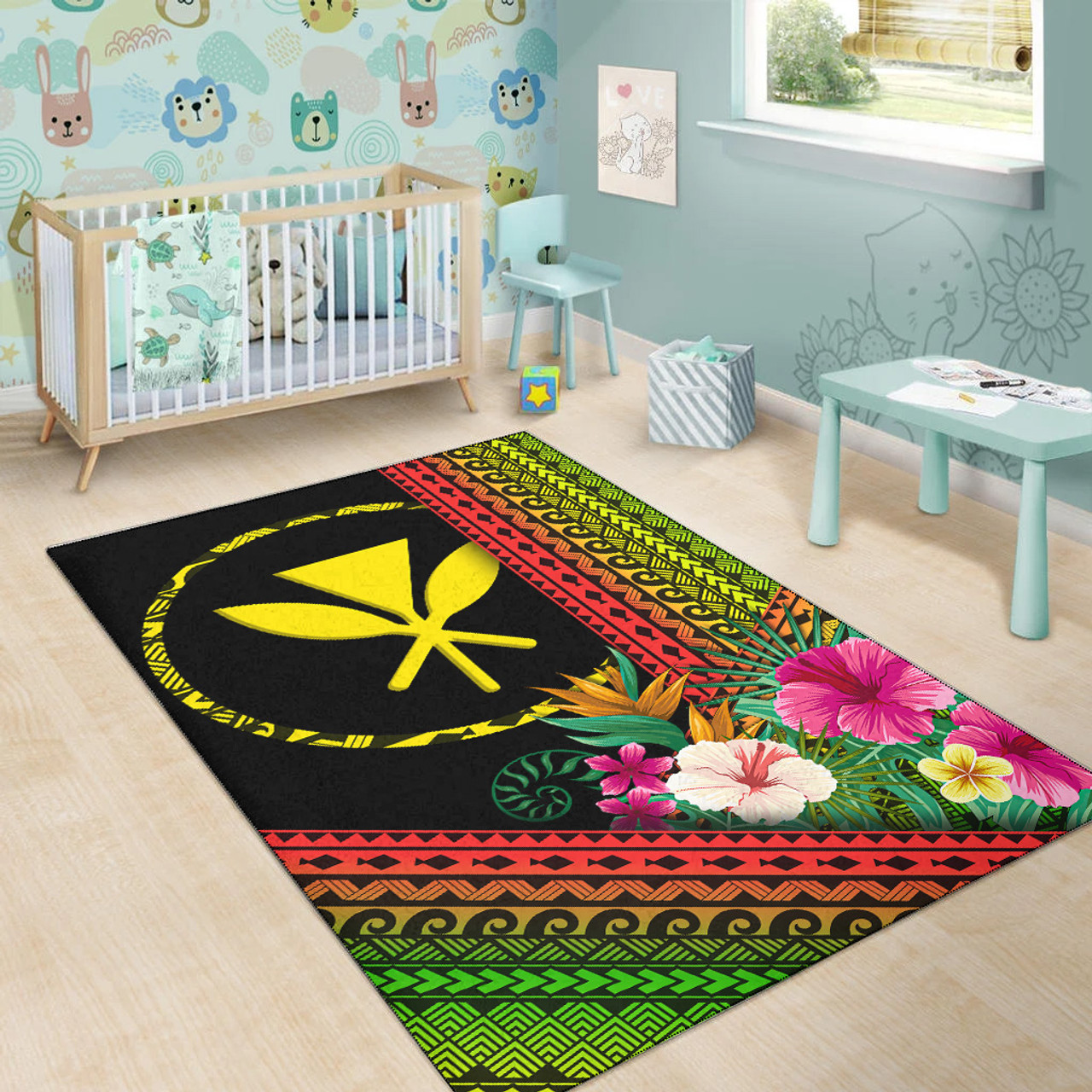 Hawaii Area Rug Kanaka Maoli Polynesian Pattern