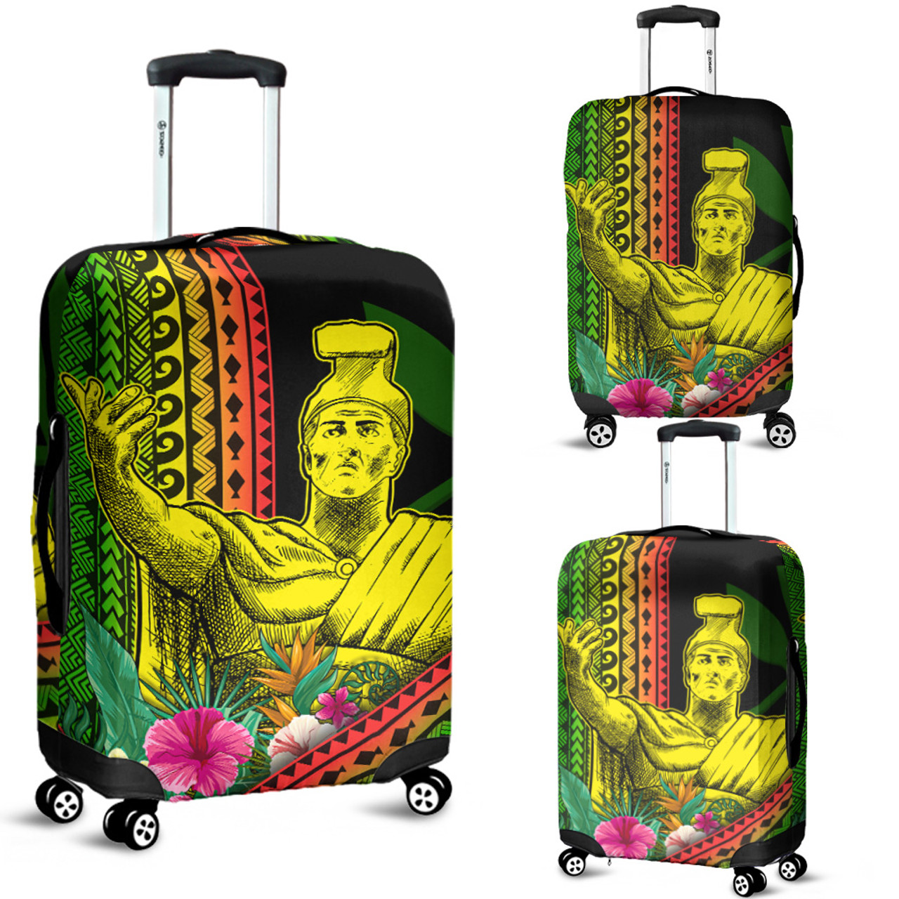 Hawaii Luggage Cover King Kamekameha Kanaka Maoli Polynesian Pattern