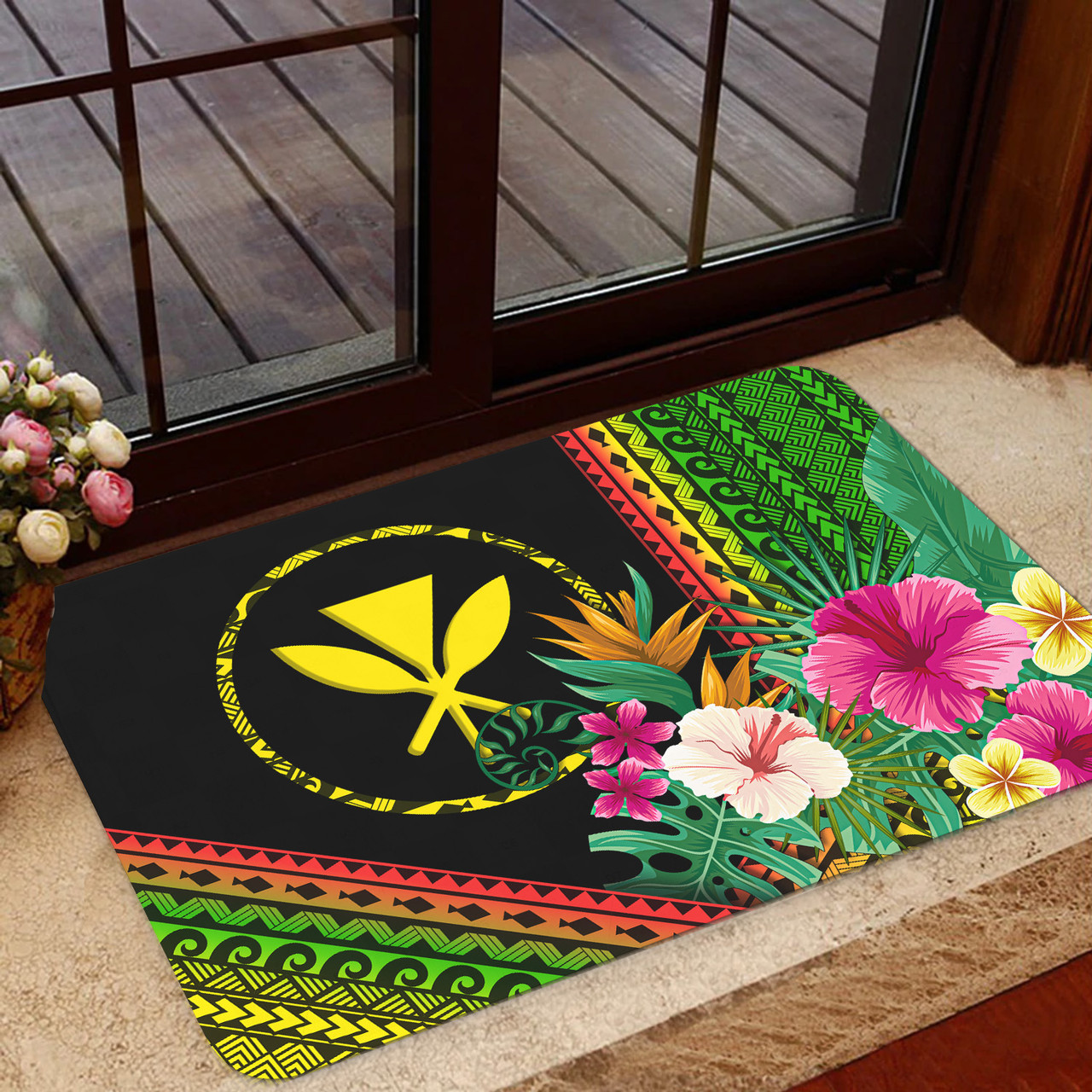 Hawaii Door Mat Kanaka Maoli Polynesian Pattern