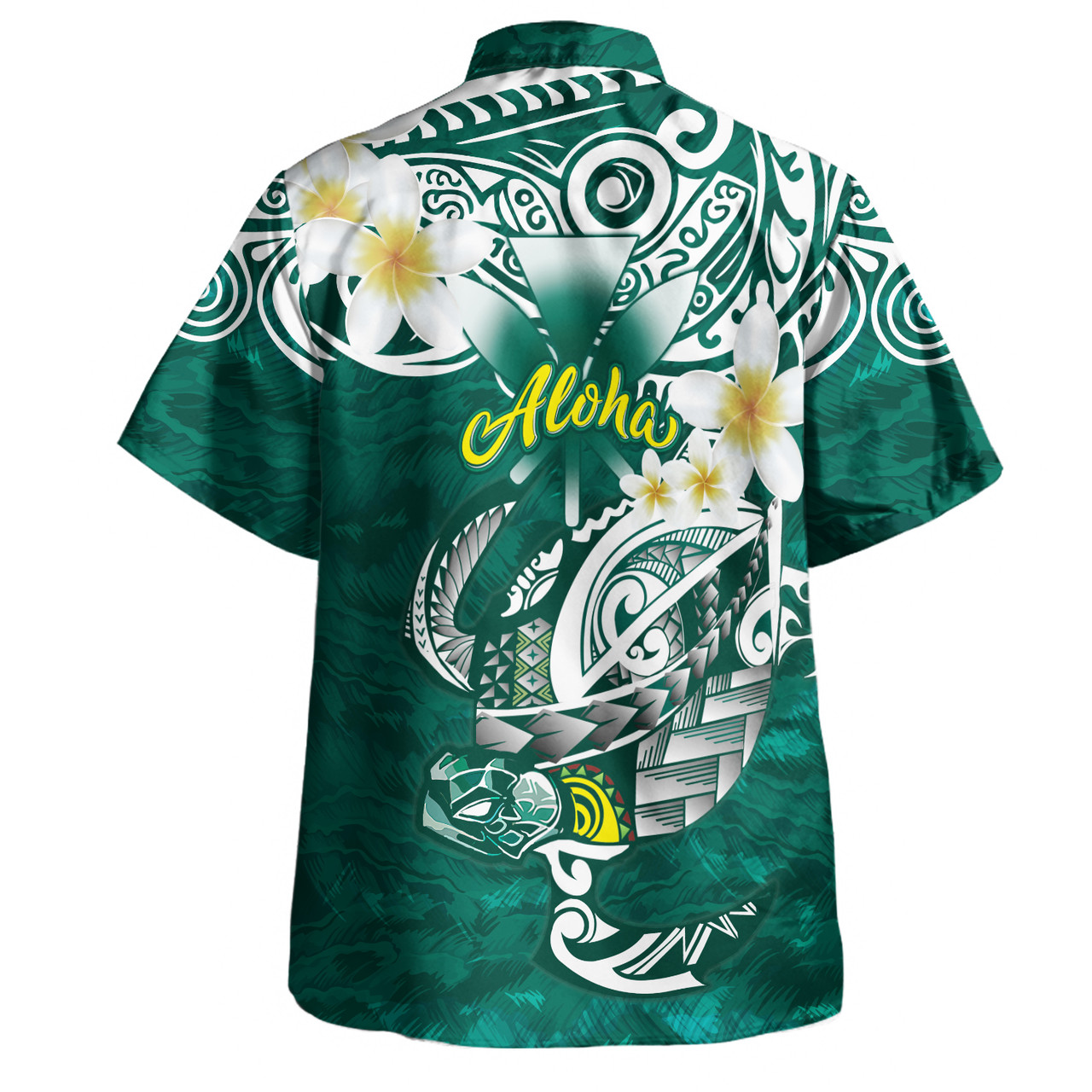 Hawaii Combo Puletasi And Shirt Polynesian Honu With Plumeria Tropical Ocean Wave