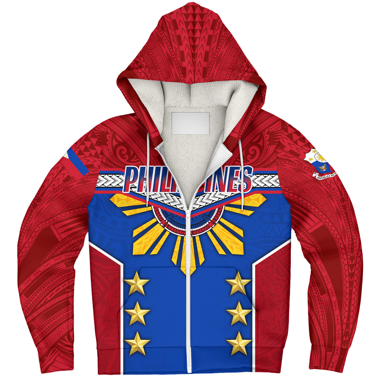 Philippines Filipinos Sherpa Hoodie Half-Up Style Flag