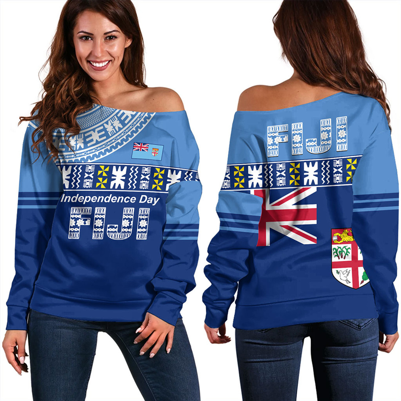 Fiji Off Shoulder Sweatshirt Bula Fijian Independence Day