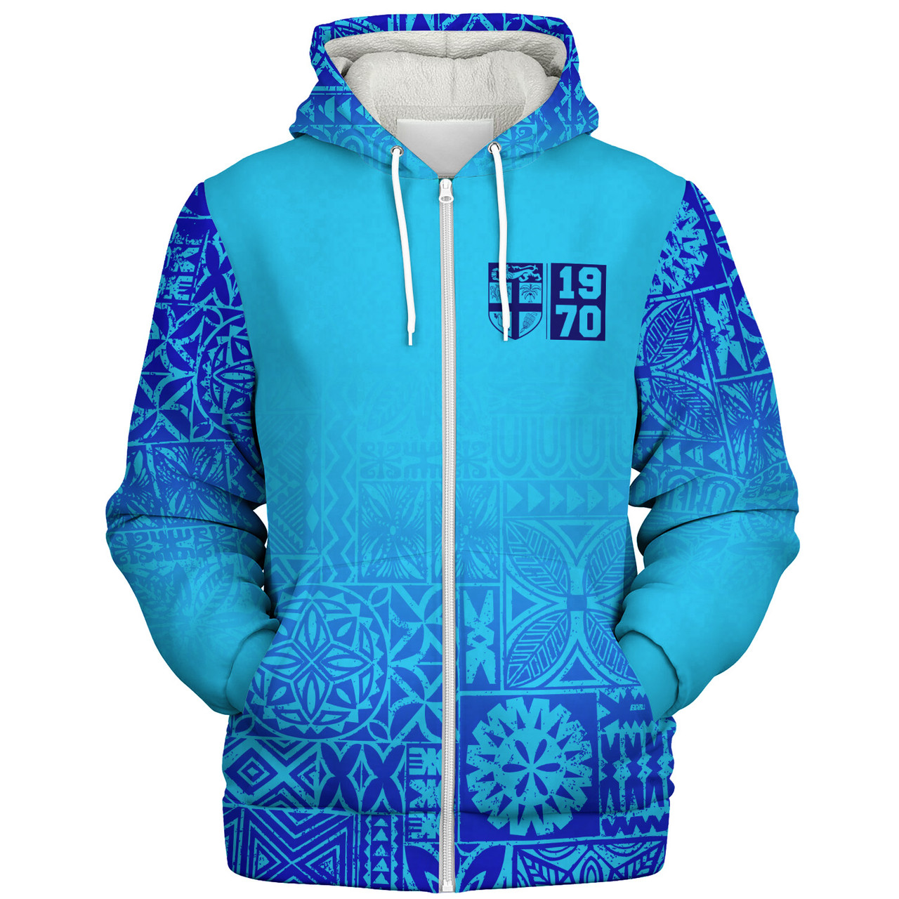 Fiji Sherpa Hoodie Fiji Independence 1970 Tapa Style