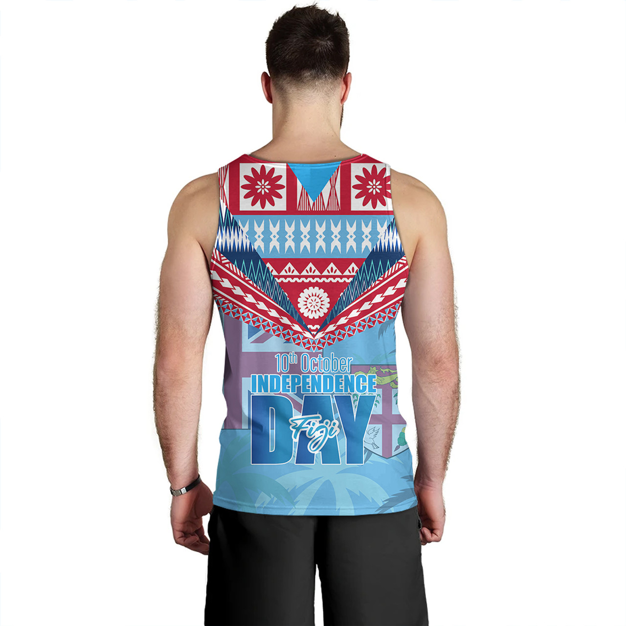 Fiji Tank Top Happy Fiji independence Day Ethnic Masi Tribal Design