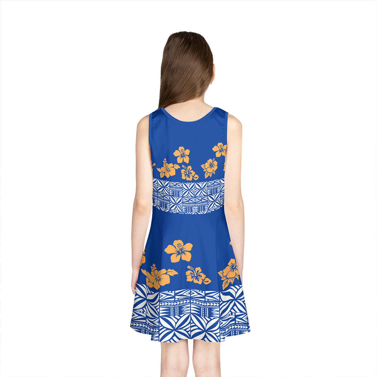 Samoa Girls Sleeveless Sundress Tapa Flower Print