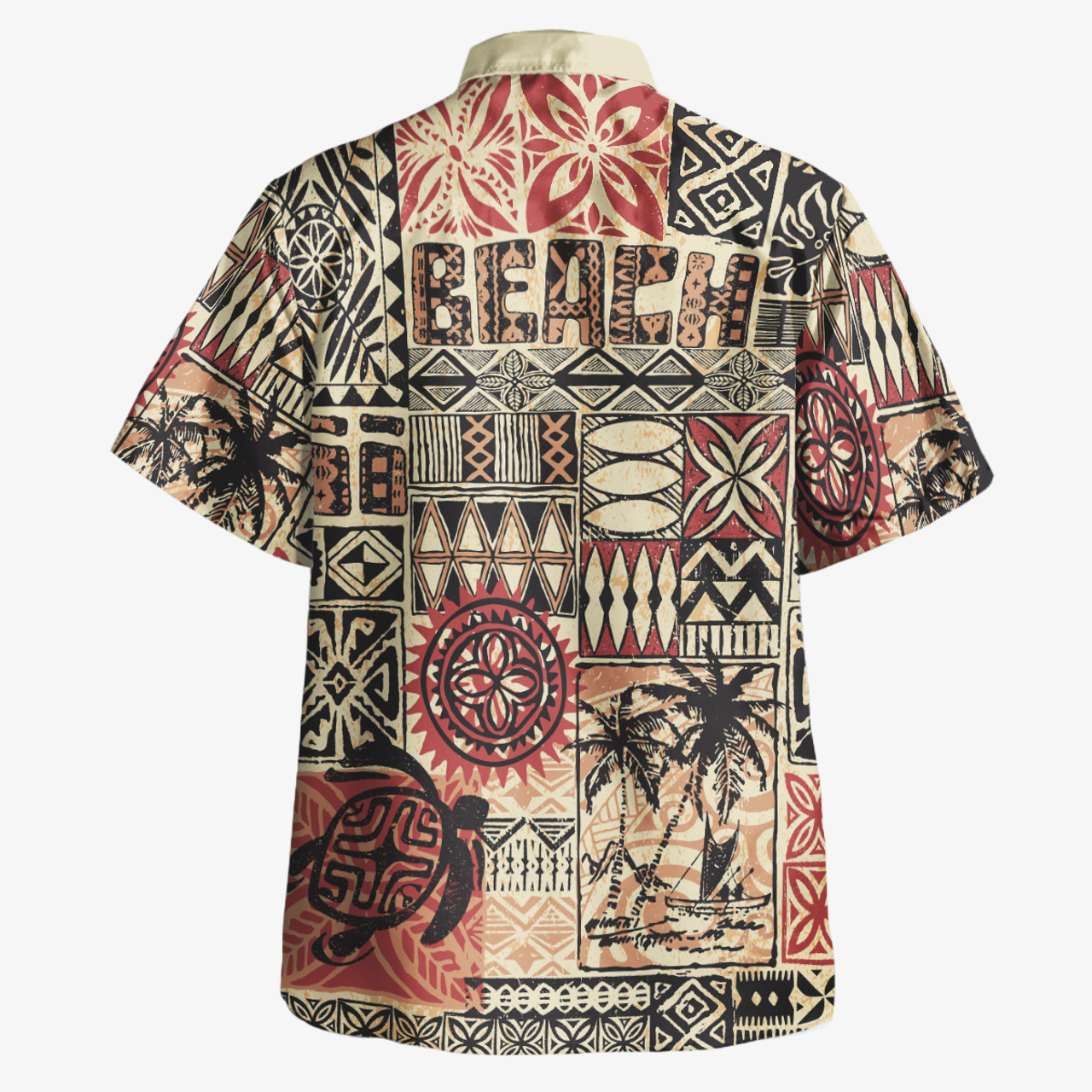 Hawaii Combo Short Sleeve Dress And Shirt Hawaiian Style Tribal Fabric Patchwork