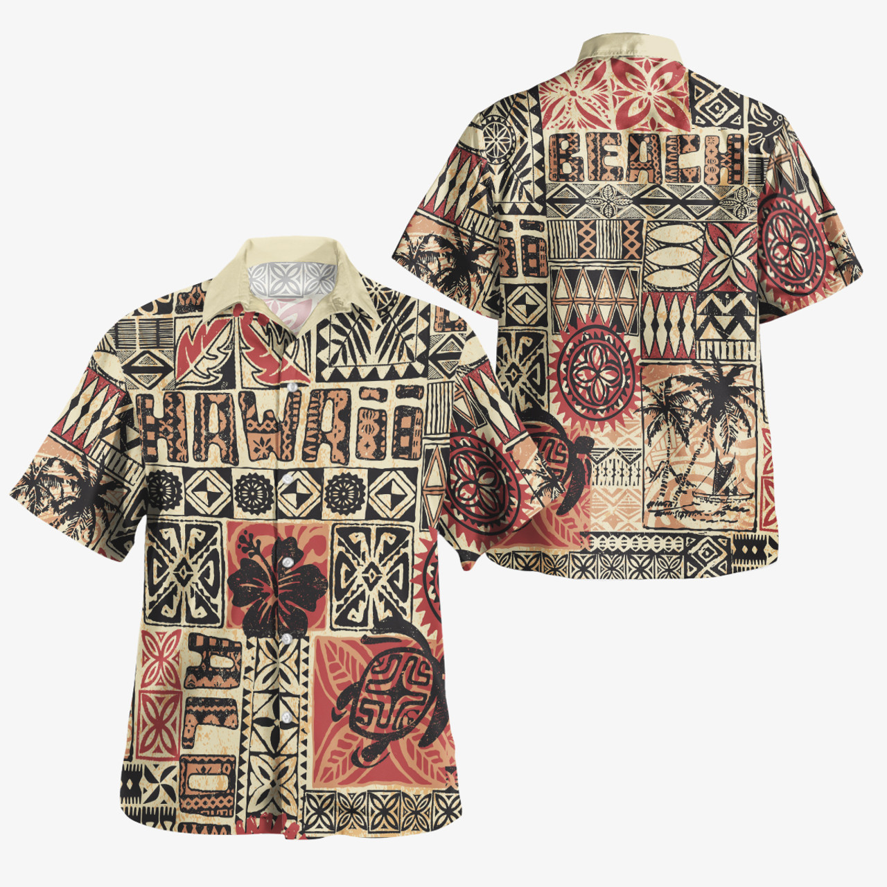 Hawaii Hawaiian Shirt Hawaiian Style Tribal Fabric Patchwork