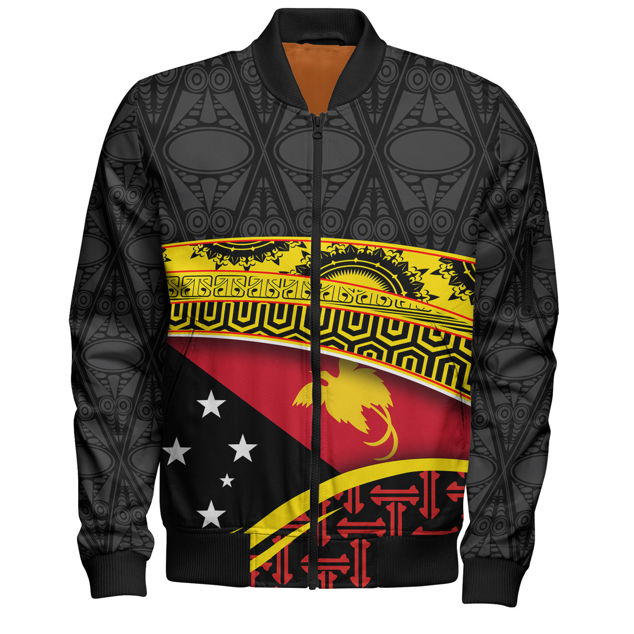 Papua New Guinea Custom Personalized Bomber Jacket With Tribal Motif