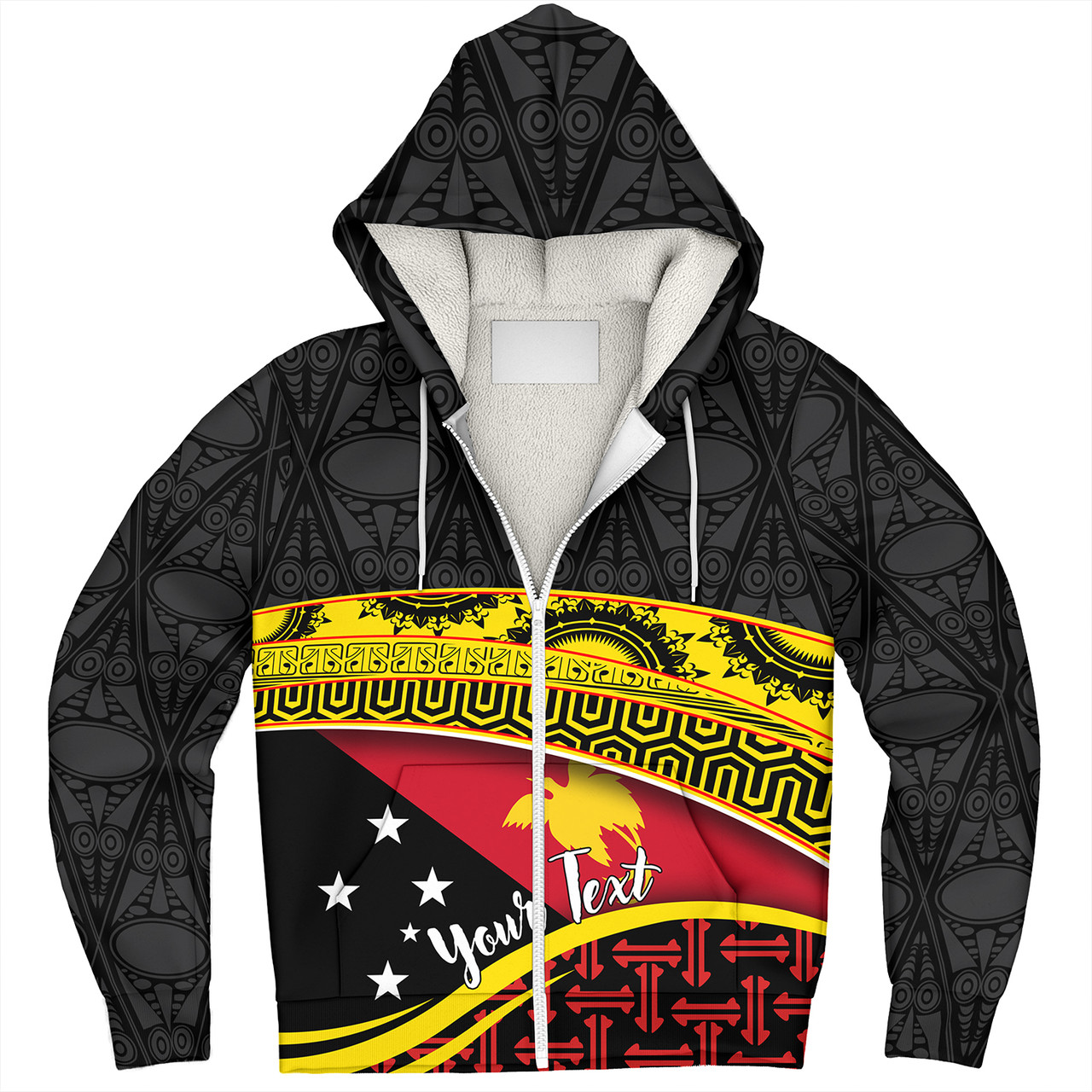 Papua New Guinea Custom Personalized Sherpa Hoodie With Tribal Motif