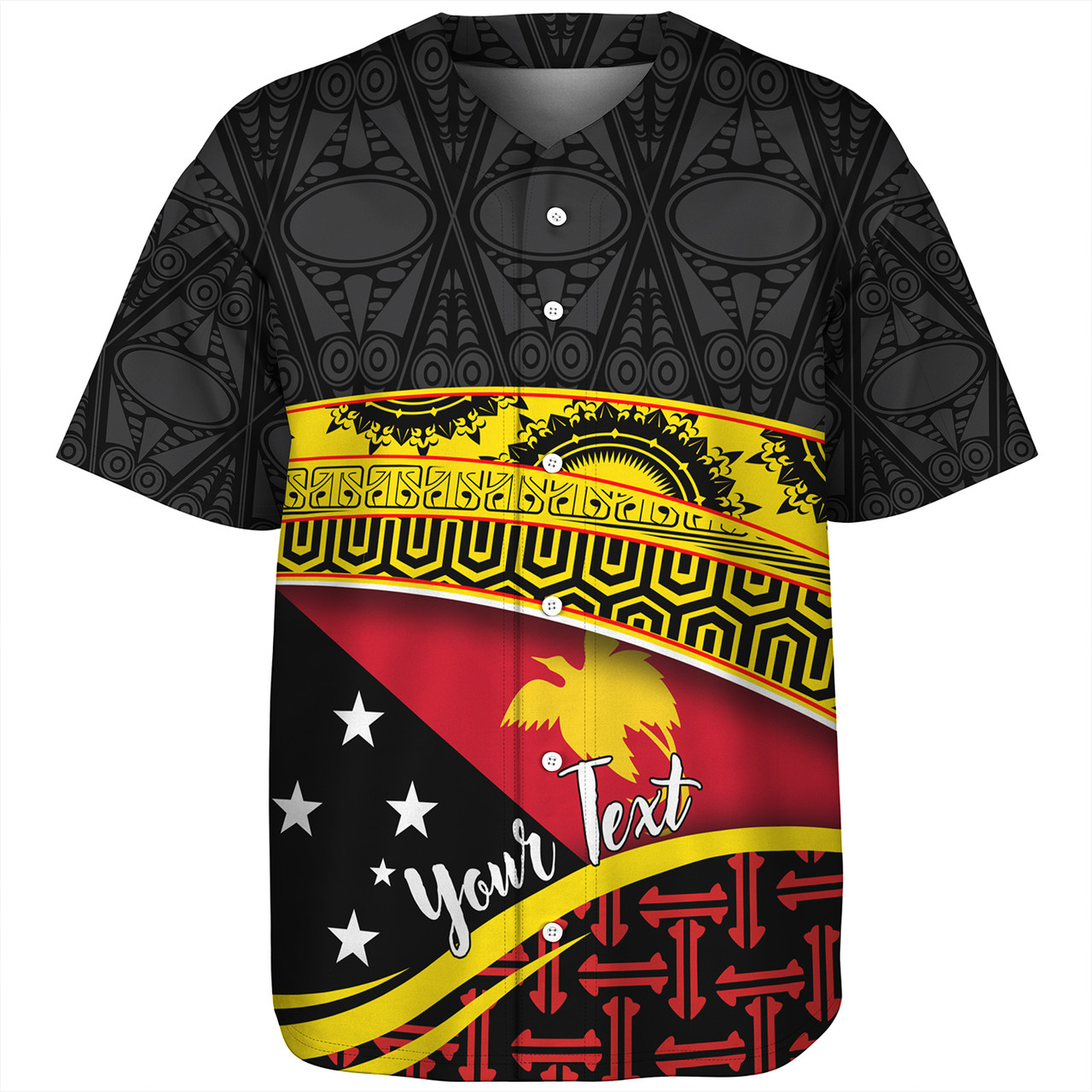 Papua New Guinea Custom Personalized Baseball Shirt With Tribal Motif