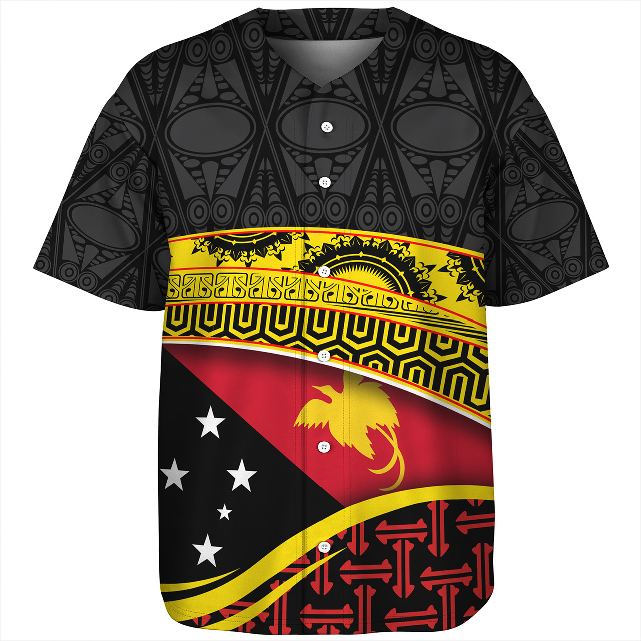 Papua New Guinea Custom Personalized Baseball Shirt With Tribal Motif