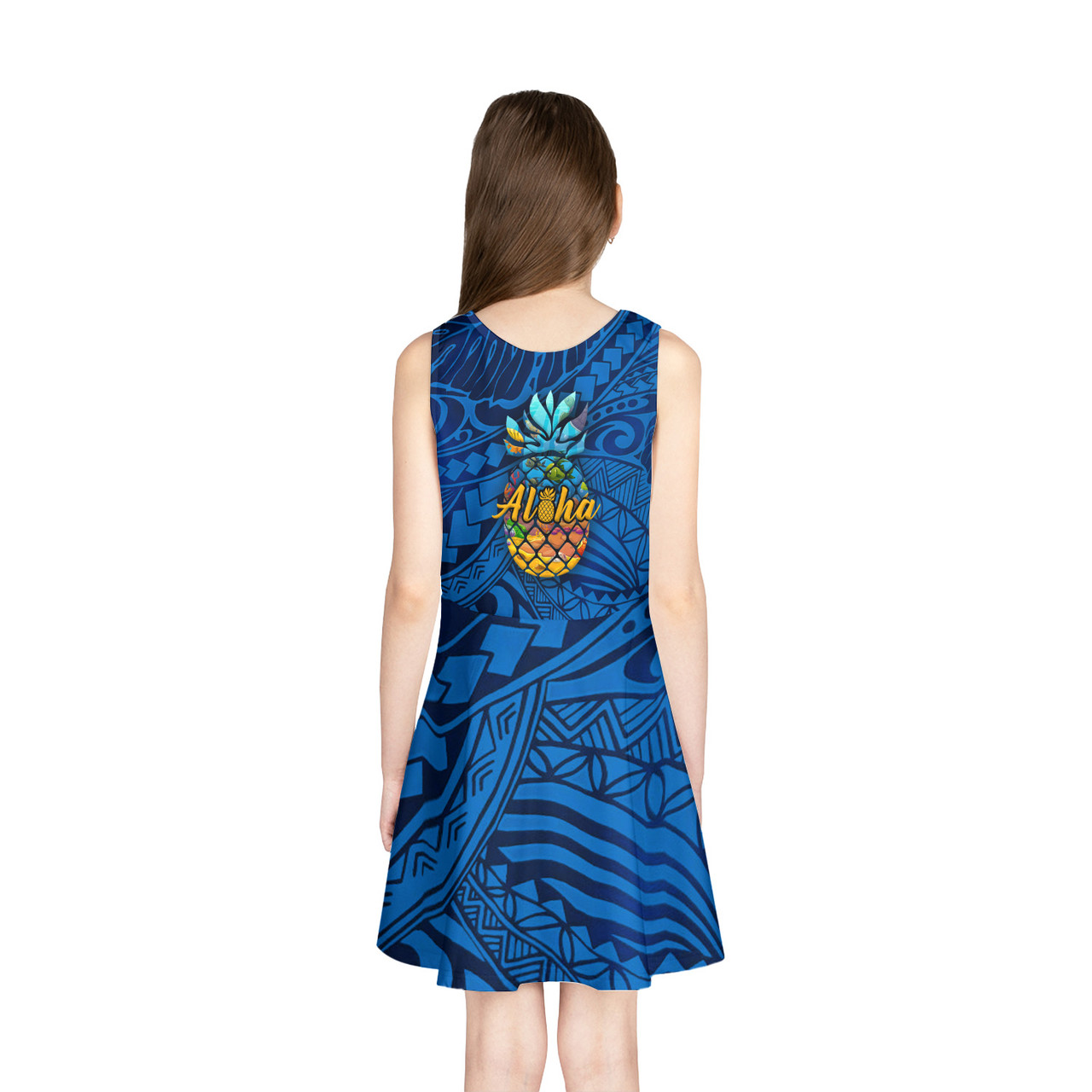 Hawaii Aloha Pineapple Girls Sleeveless Sundress