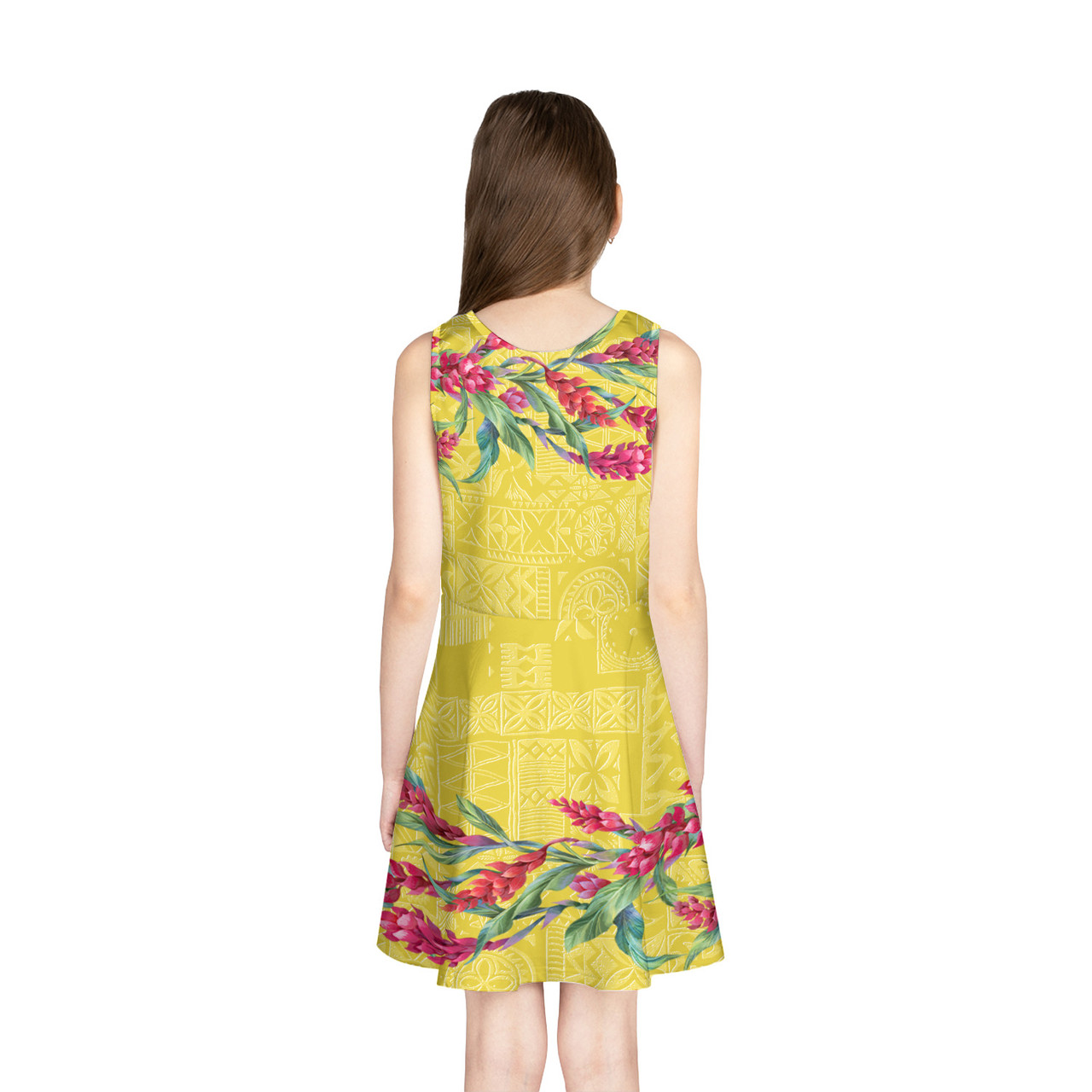 Hawaii Girls Sleeveless Sundress Ginger Flowers Yellow Version