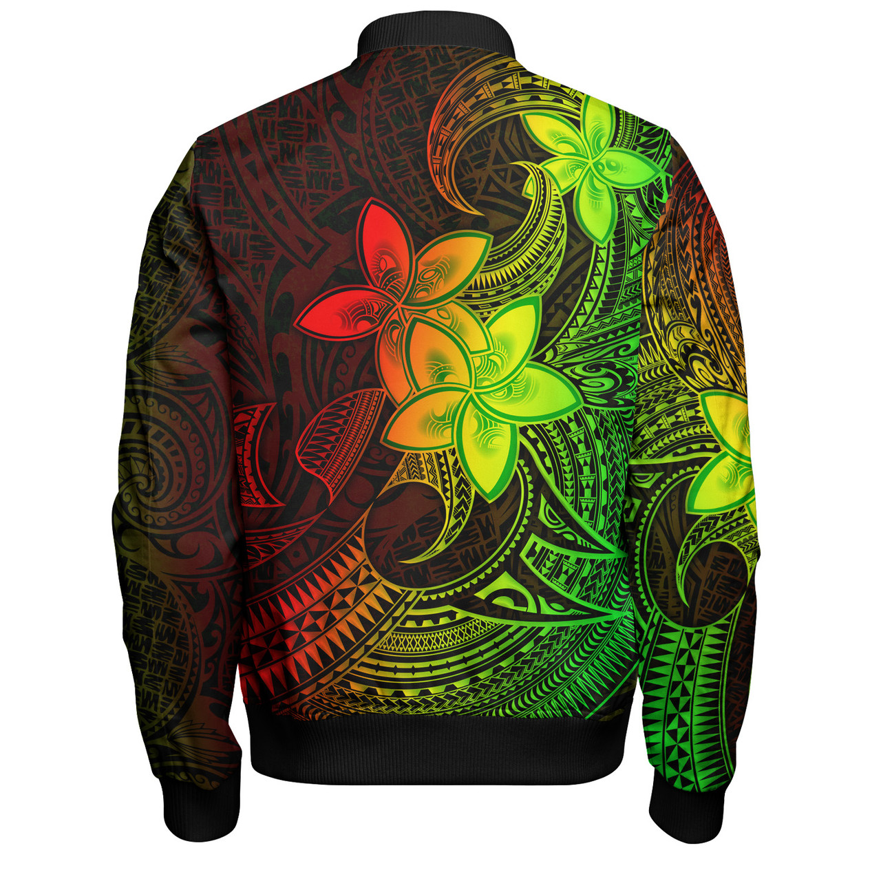 Tonga Bomber Jacket Plumeria Flowers Vintage Style Reggae Colors