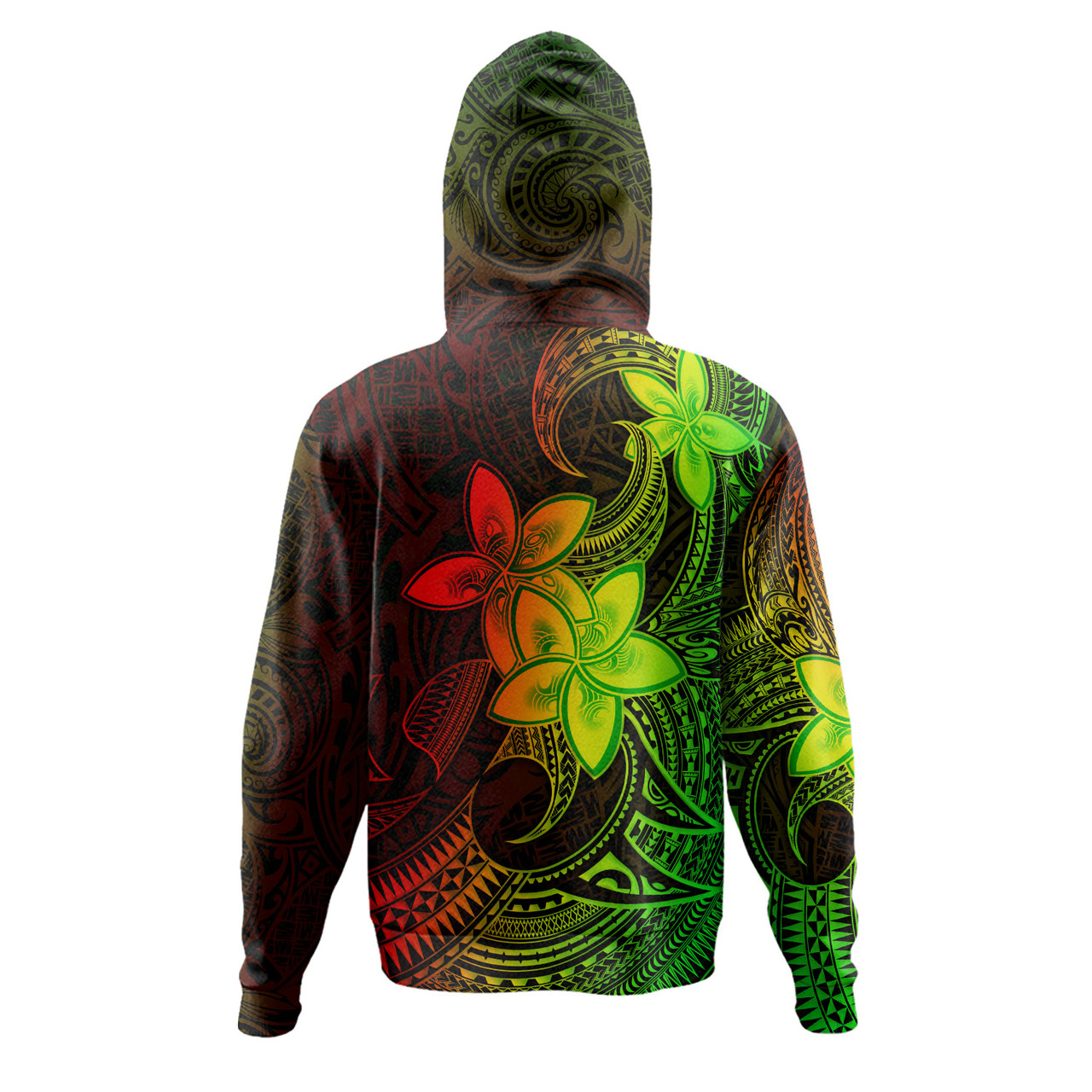 Samoa Hoodie Plumeria Flowers Vintage Style Reggae Colors