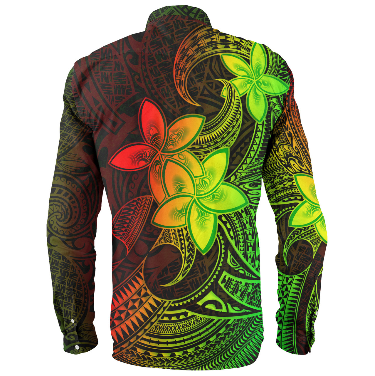 Tonga Long Sleeve Shirt Plumeria Flowers Vintage Style Reggae Colors