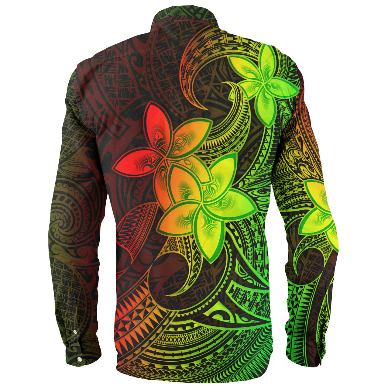 Tahiti Long Sleeve Shirt Plumeria Flowers Vintage Style Reggae Colors