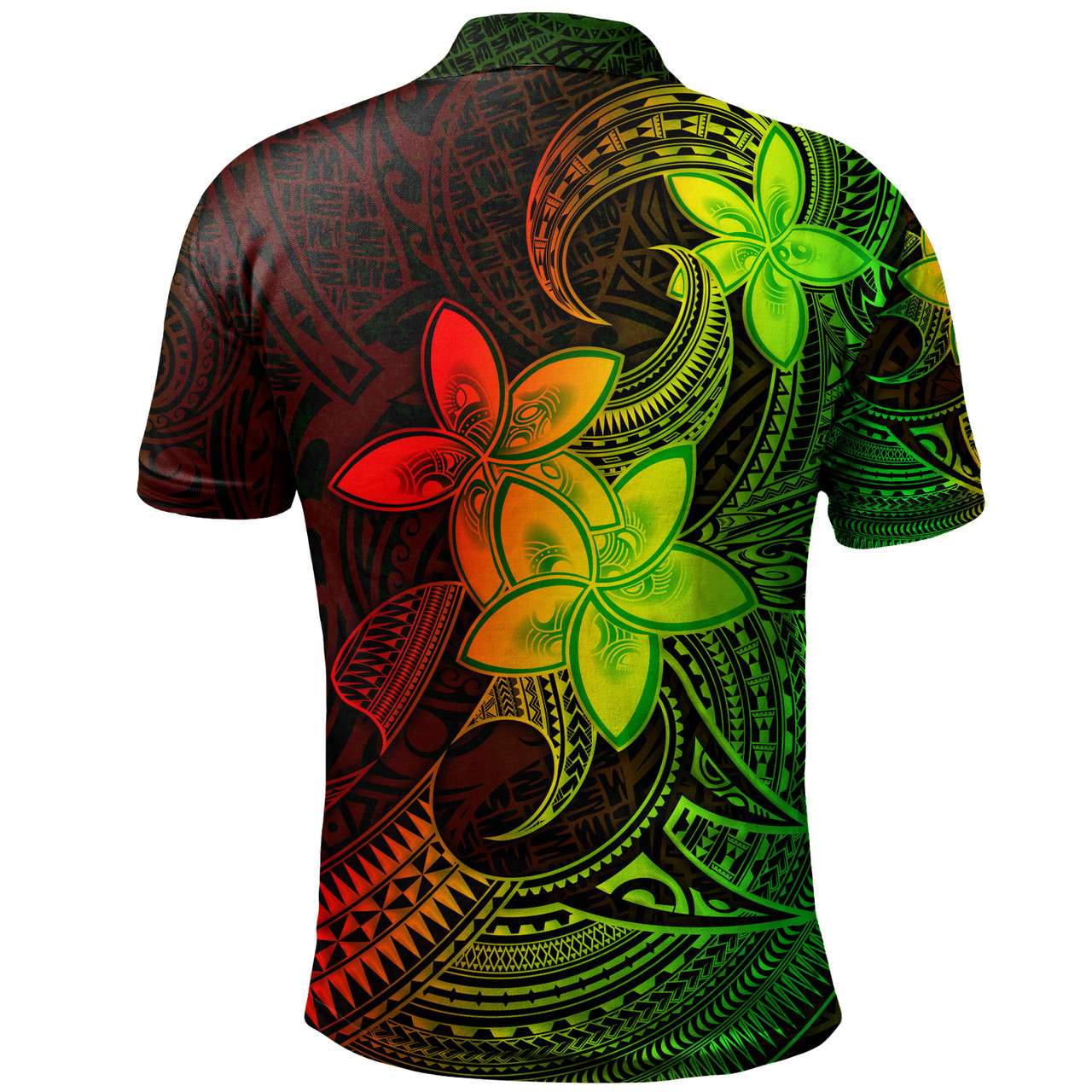 Samoa Polo Shirt Plumeria Flowers Vintage Style Reggae Colors