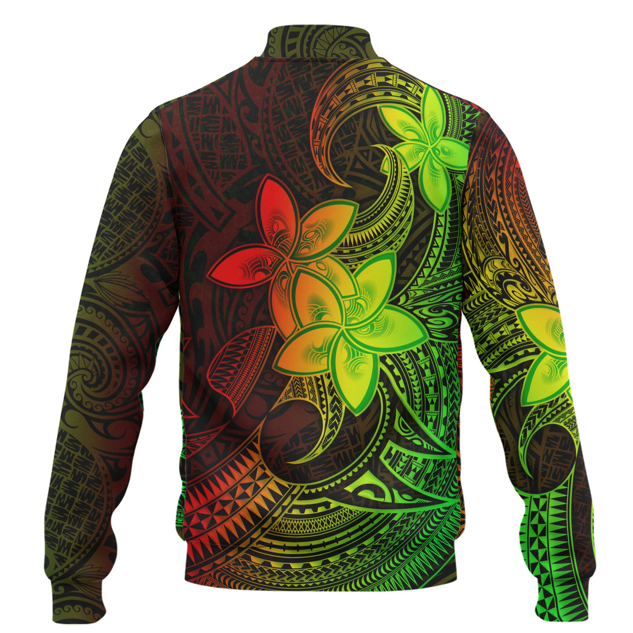 Samoa Baseball Jacket Plumeria Flowers Vintage Style Reggae Colors