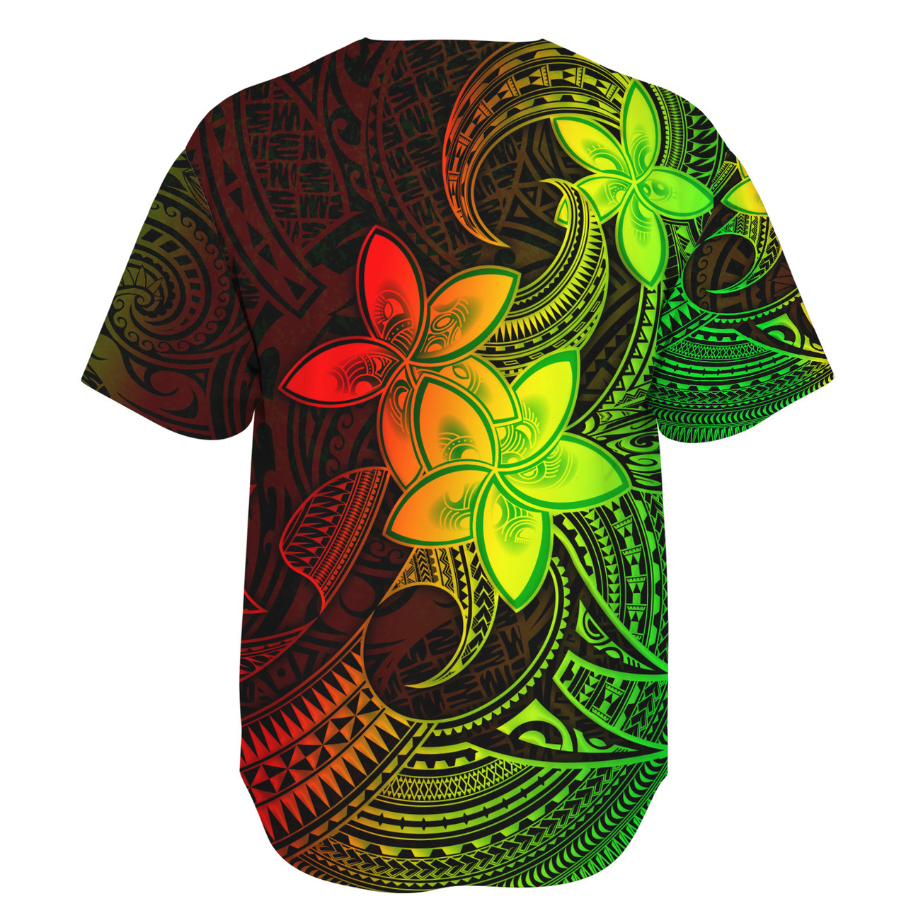 Fiji Baseball Shirt Plumeria Flowers Vintage Style Reggae Colors