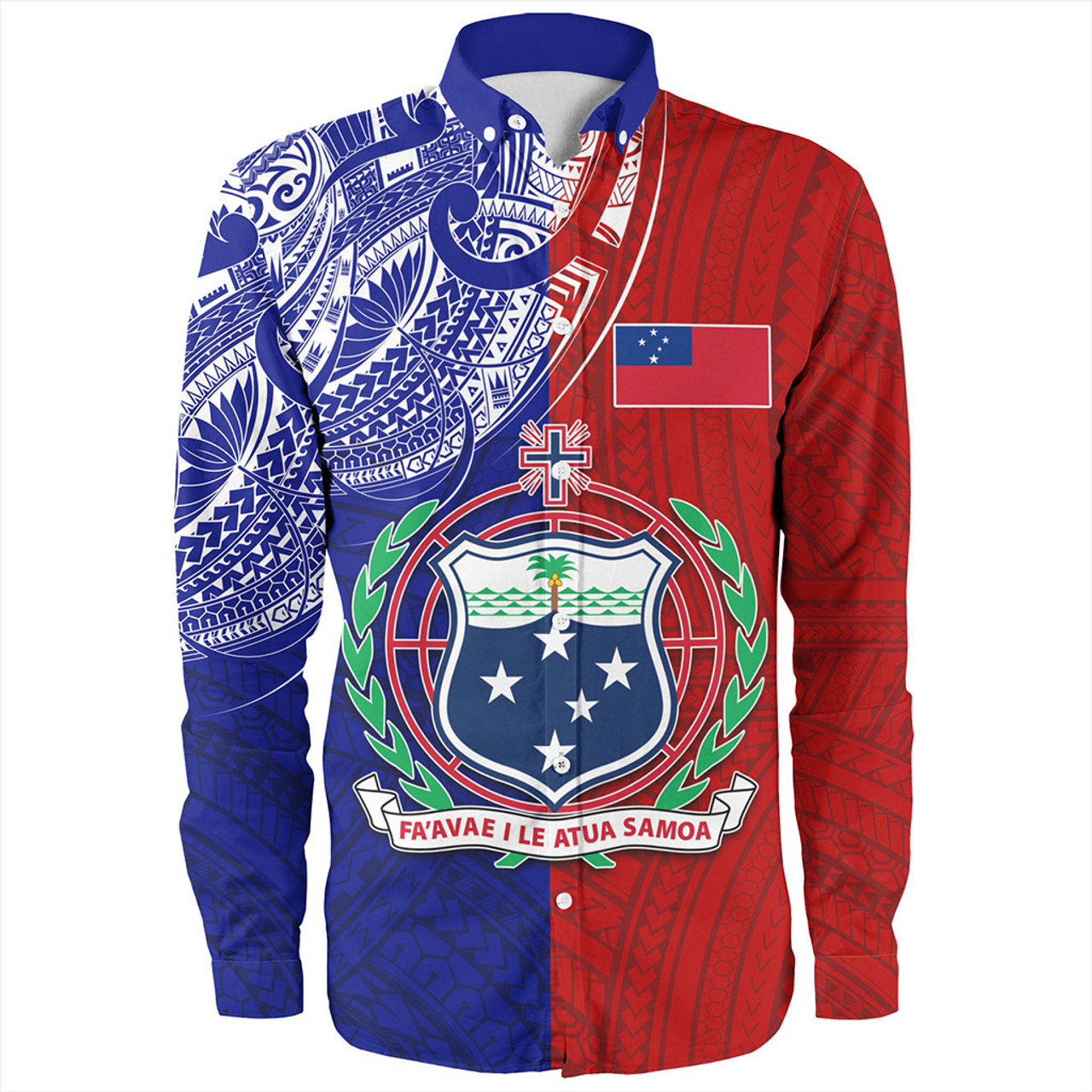 Samoa Long Sleeve Shirt Custom Half Style Flag And Coat Of Arms