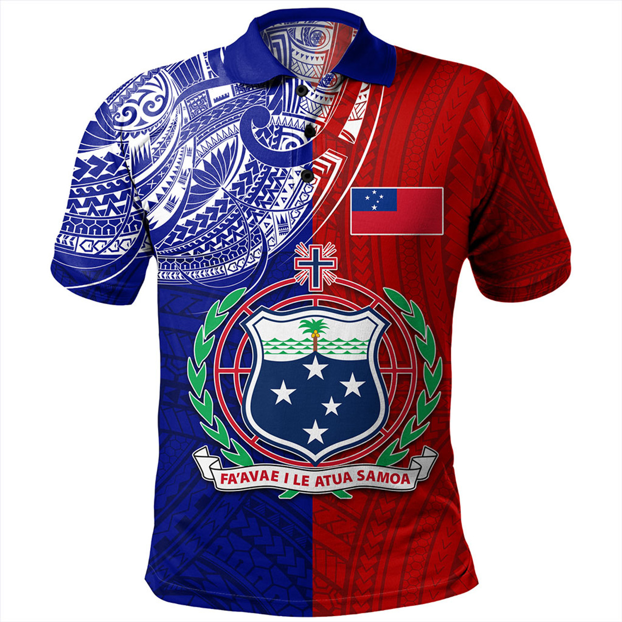 Samoa Polo Shirt Custom Half Style Flag And Coat Of Arms