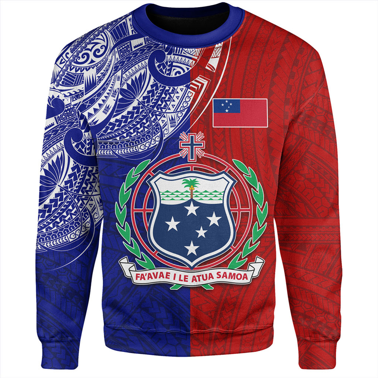 Samoa Sweatshirt Custom Half Style Flag And Coat Of Arms