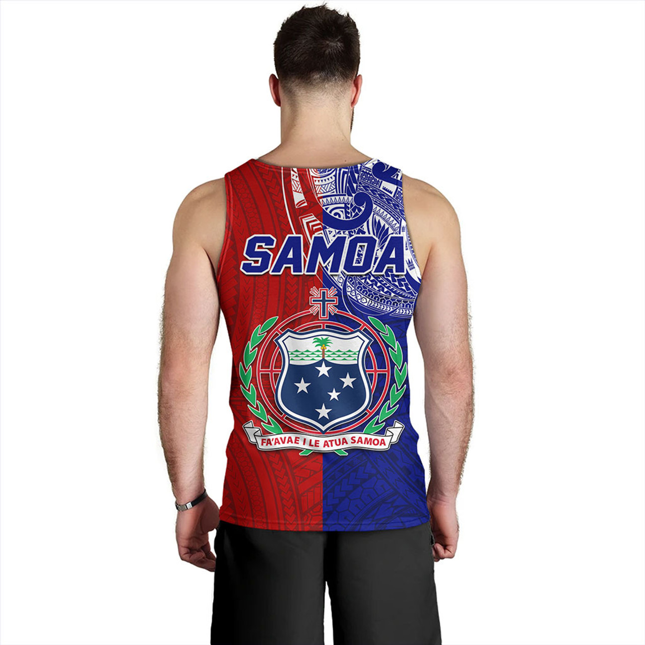 Samoa Tank Top Custom Half Style Flag And Coat Of Arms