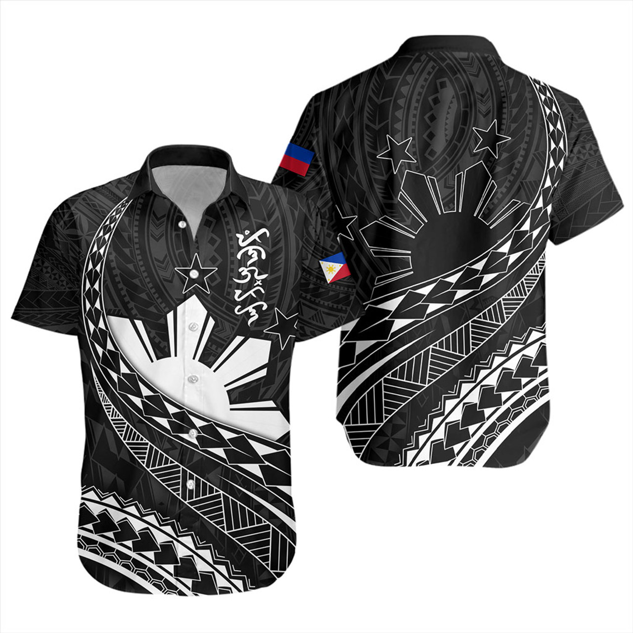 Philippines Filipinos Short Sleeve Shirt Tribal Polynesian Artist Style