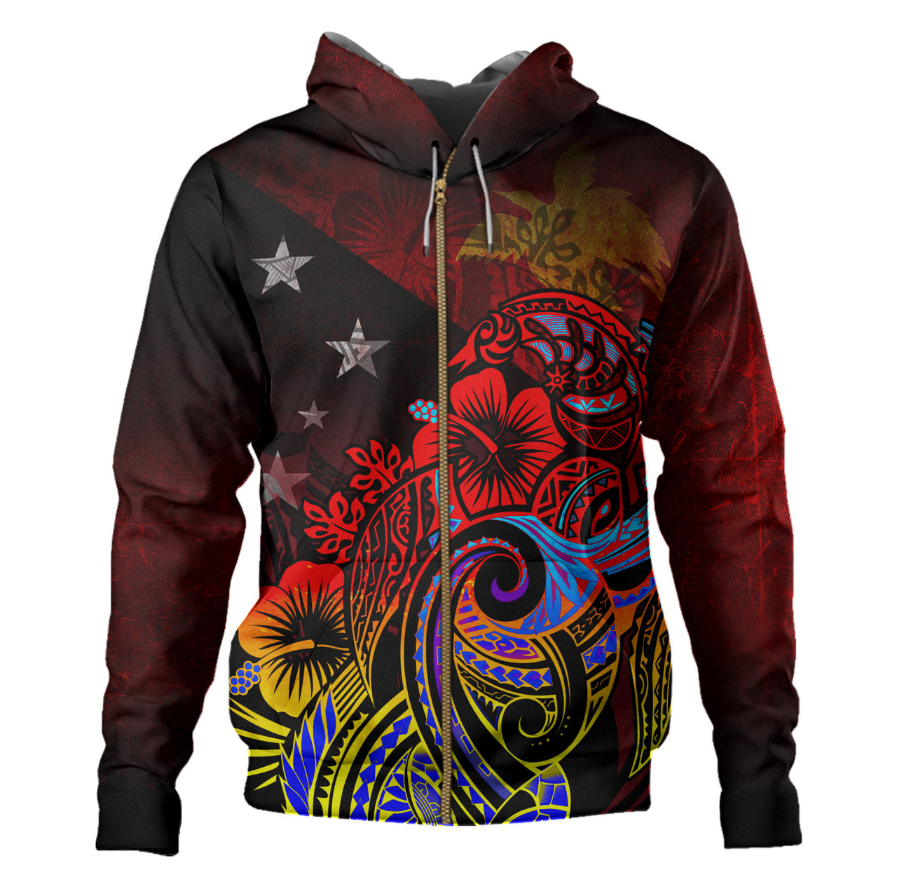 Papua New Guinea Hoodie Birds Of Paradise With Flag Color Style