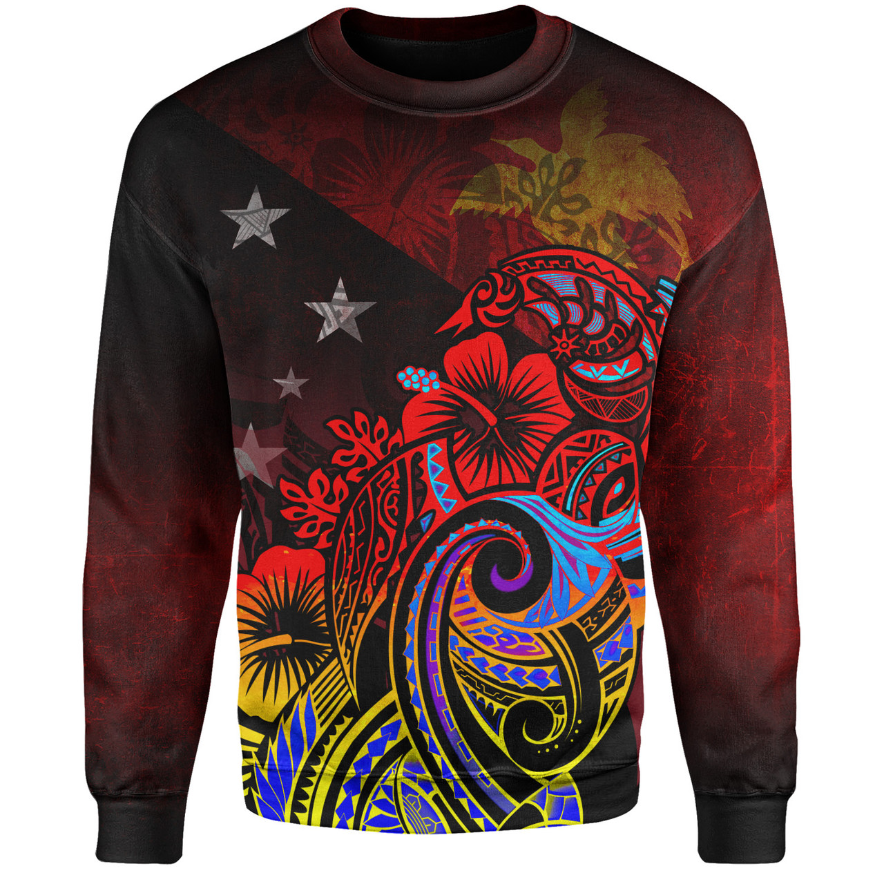 Papua New Guinea Sweatshirt Birds Of Paradise With Flag Color Style