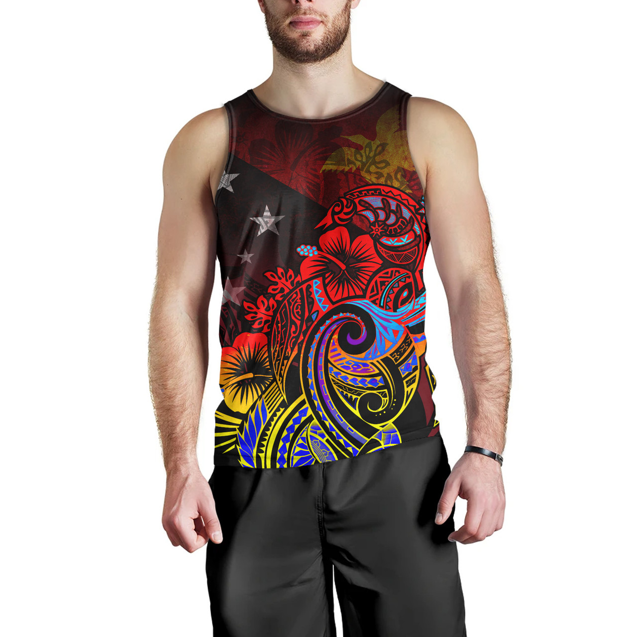 Papua New Guinea Tank Top Birds Of Paradise With Flag Color Style