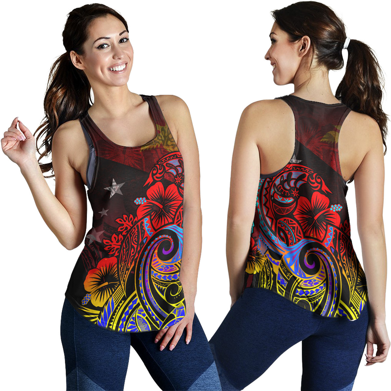 Papua New Guinea Women Tank Birds Of Paradise With Flag Color Style