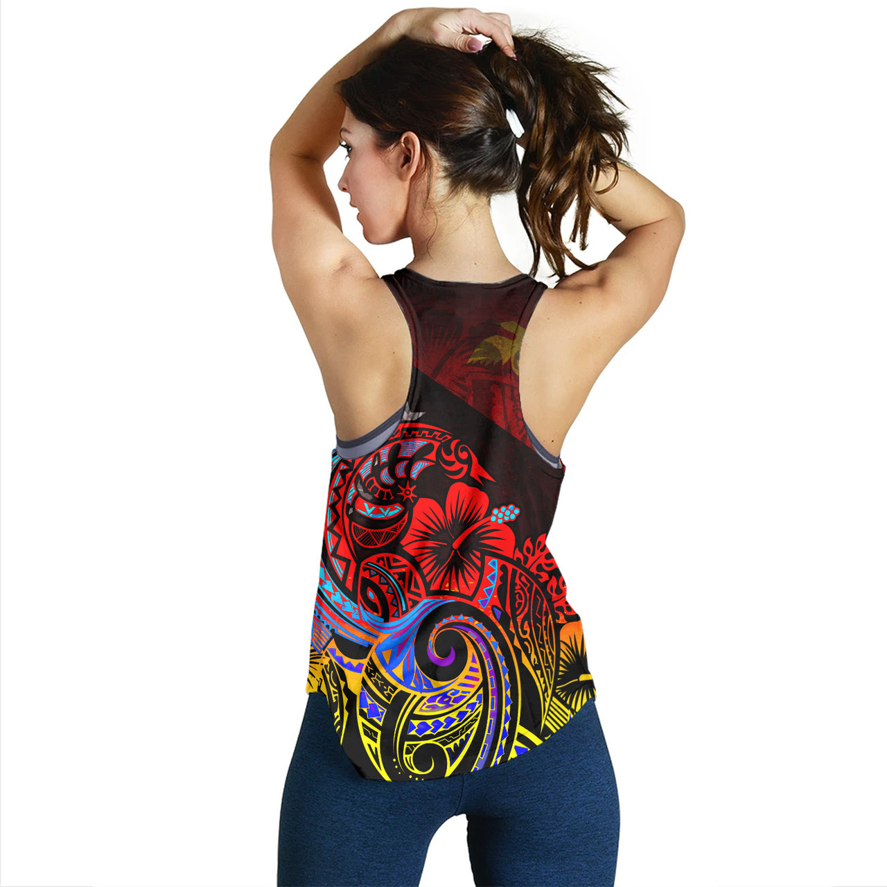 Papua New Guinea Women Tank Birds Of Paradise With Flag Color Style