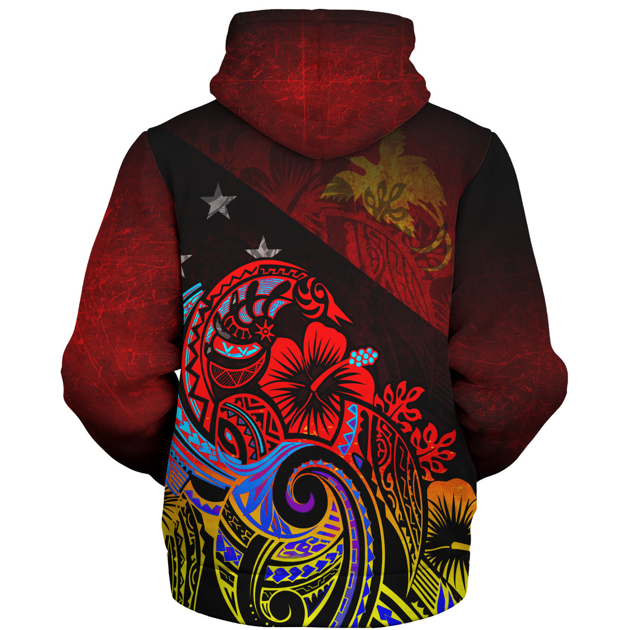 Papua New Guinea Sherpa Hoodie Birds Of Paradise With Flag Color Style